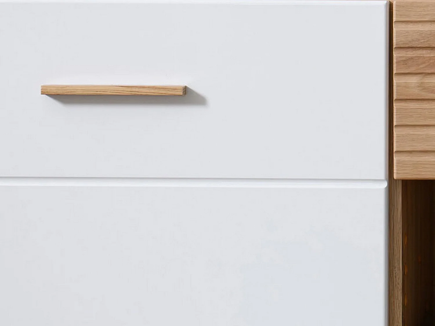 Sideboard Morlupo, eine Schublade, 173x42x88h cm Weiß, Anrichte, 3 Einlegeböden, Türanschlag, Klappe, Schiebetür