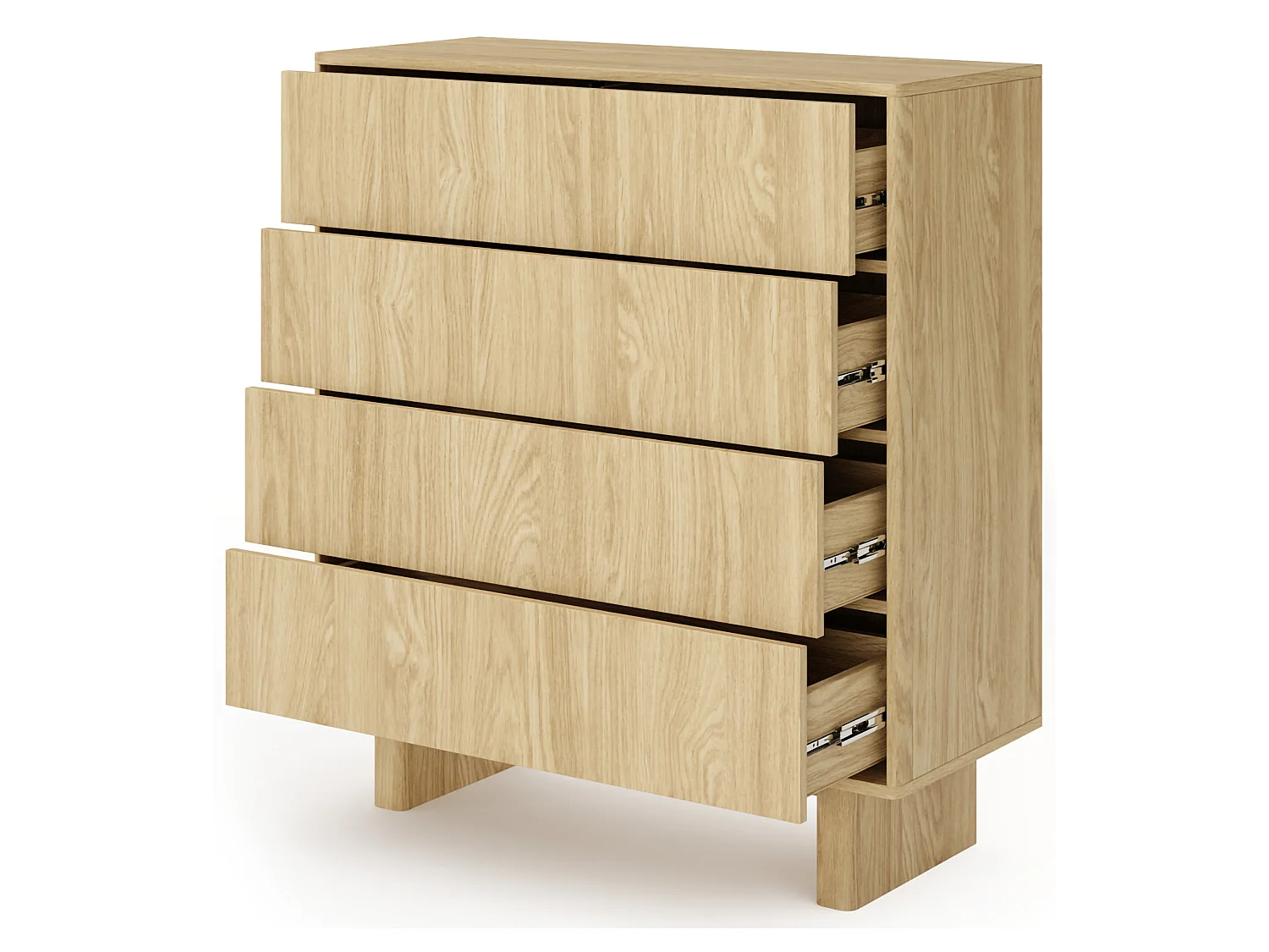 Kommode Hasavato, 4 Schubladen, 94x38x104h cm Eichenbraun, Anrichte, ein Regal, Schiebetür