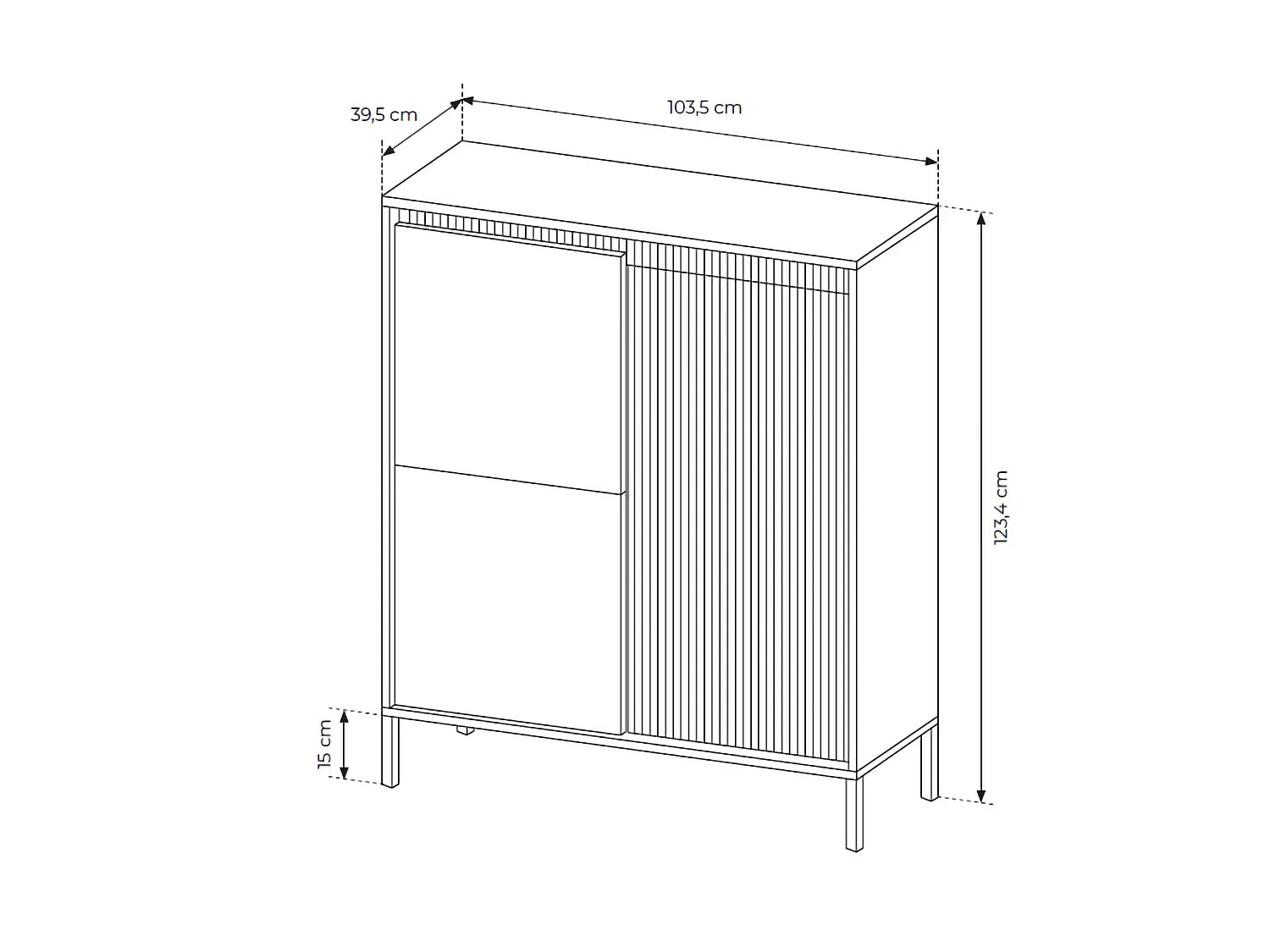 Credenza Hatolaro, 5 Ripiani, 104x40x123h cm Nero, Madia, Apertura Battente, 3 Ante