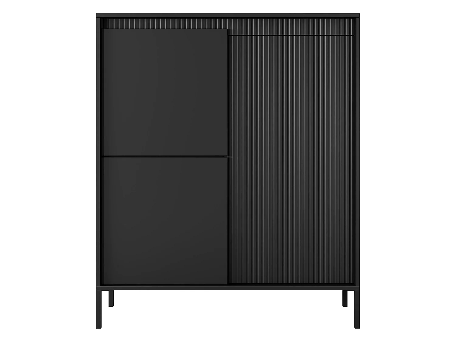 Credenza Hatolaro, 5 Ripiani, 104x40x123h cm Nero, Madia, Apertura Battente, 3 Ante