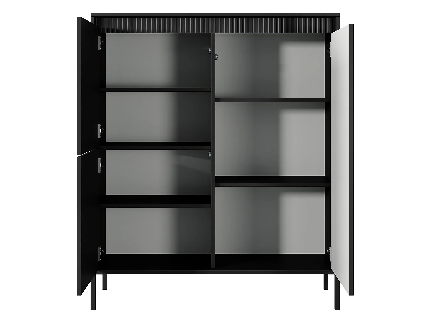Credenza Hatolaro, 5 Ripiani, 104x40x123h cm Nero, Madia, Apertura Battente, 3 Ante