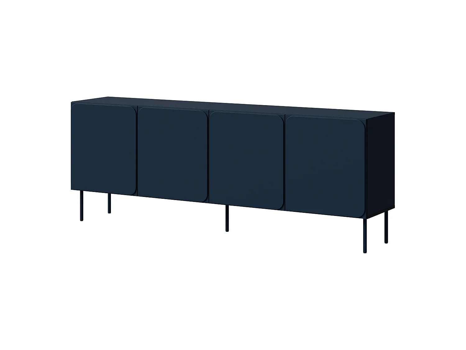 Buffet Canino, 2 étagères, 200x42x75h cm bleu, Enfilade, Portes battantes, 4 portes