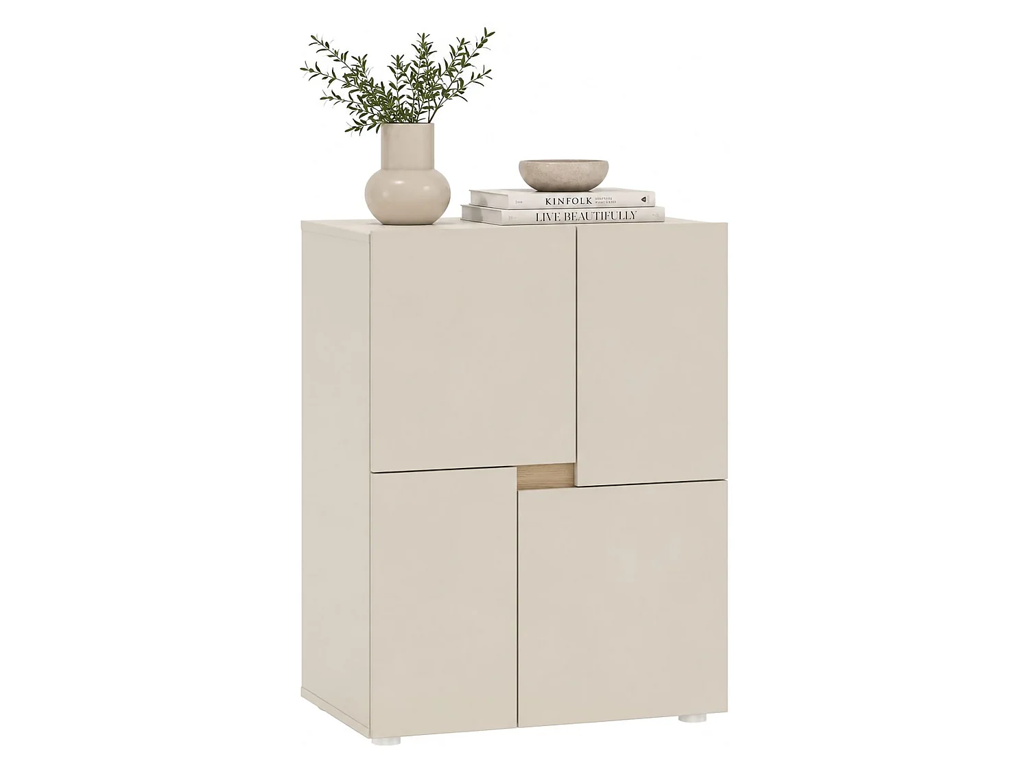 Credenza Lerinito, un Ripiano, 60x42x84h cm Beige Cashmere, Madia, 2 Vani, Apertura Battente