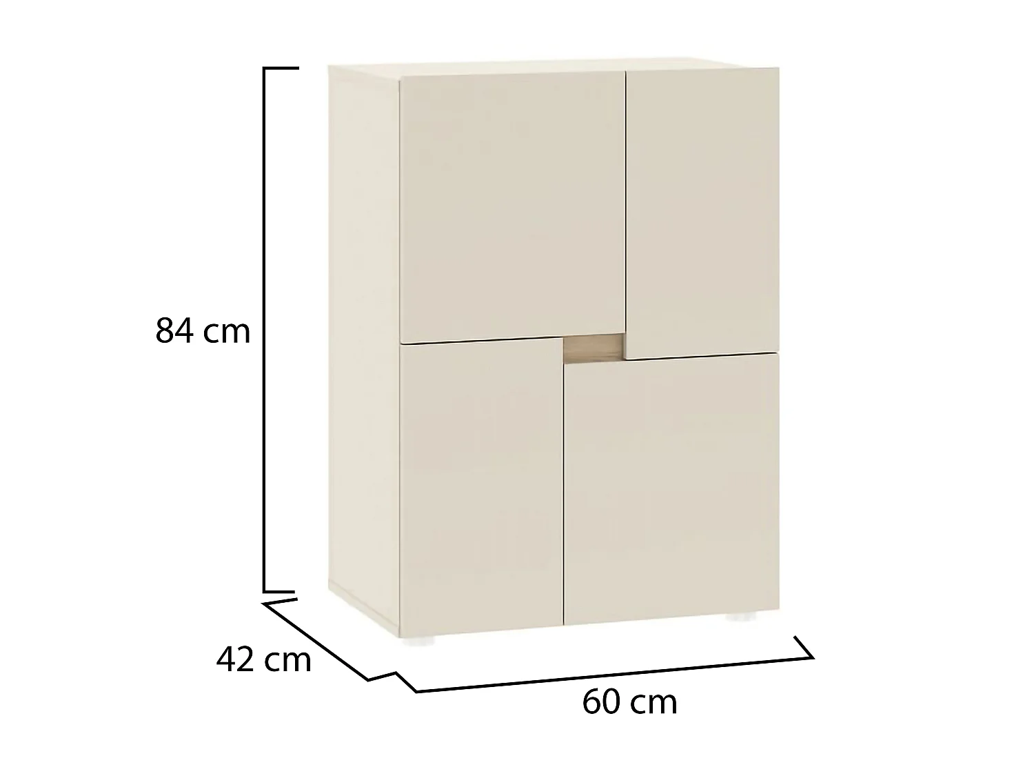 Credenza Lerinito, un Ripiano, 60x42x84h cm Beige Cashmere, Madia, 2 Vani, Apertura Battente