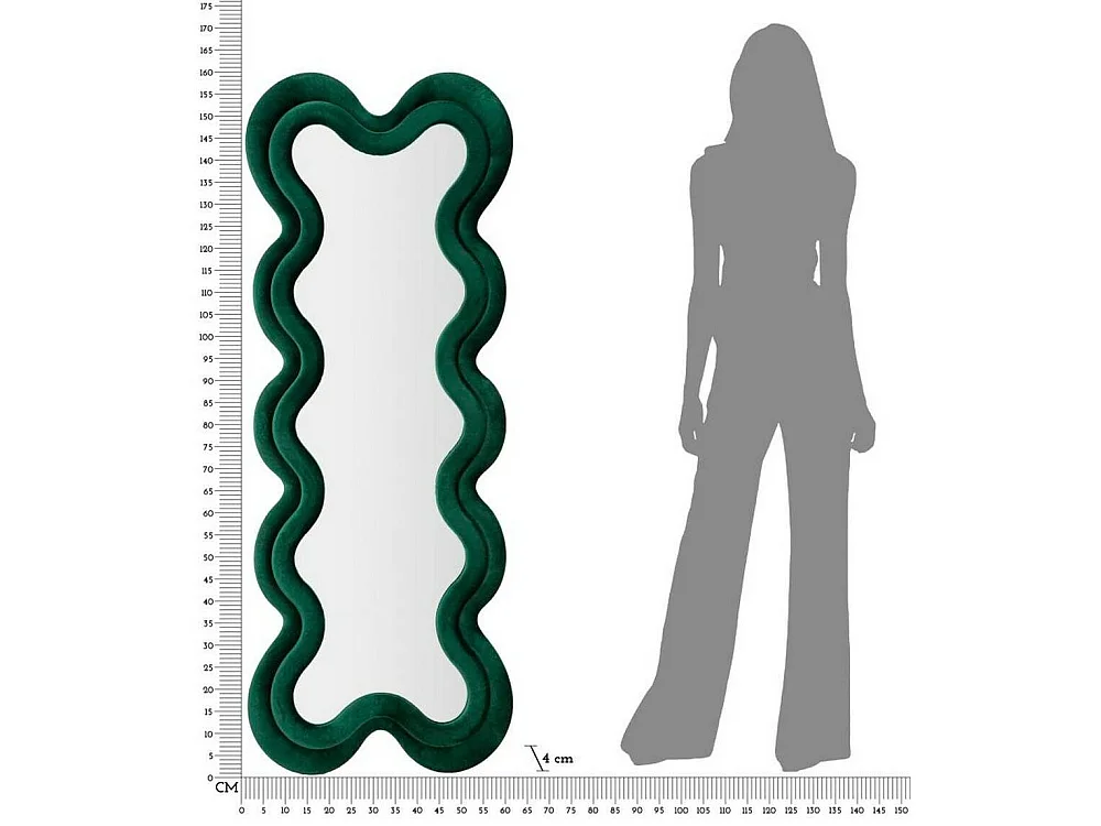 Miroir Lari, Structure en Bois Noble, 4x160h cm Vert