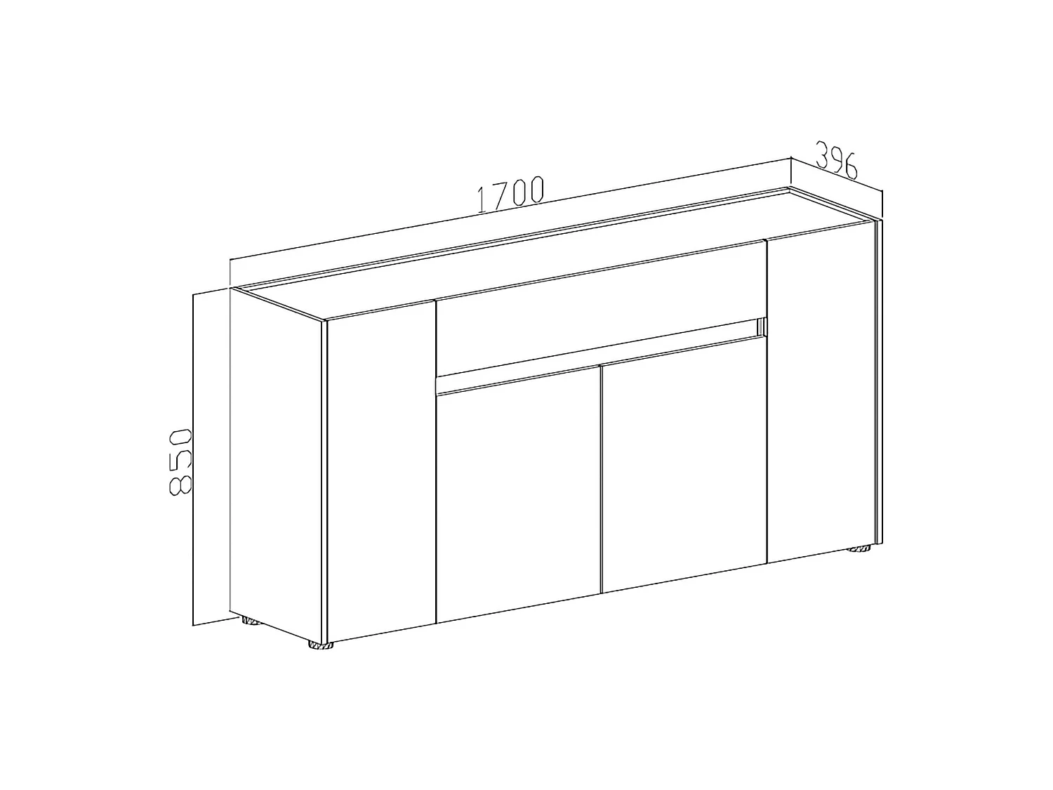Buffet Cirimido, 1 Tiroir, 170x40x85 cm Marron Noyer, Ouverture Battante, Coulissante, 4 Portes