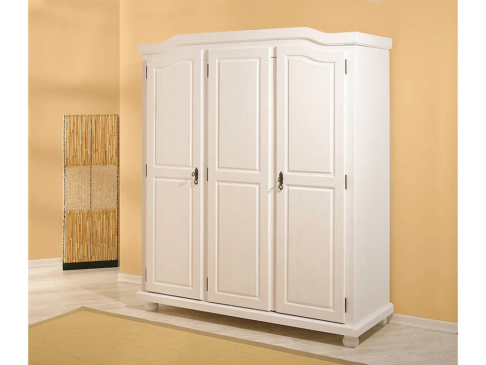 Kledingkast Calosso met 3 deuren, kledingroede, 150x56 cm wit, slaapkamerkast, 4 legplanken, draaideuren