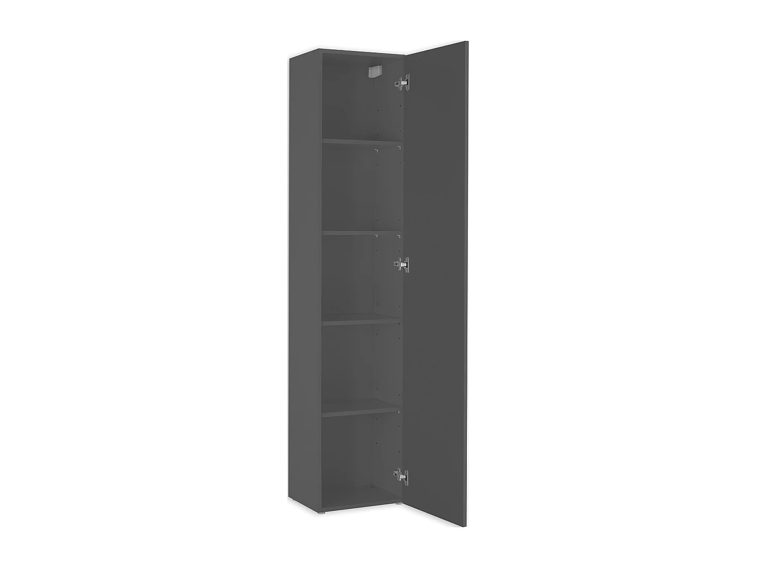 Armario multiusos Neto, 1 puerta, 4 estantes Hecho en Italia, 40x180h cm gris antracita, 5 compartimentos