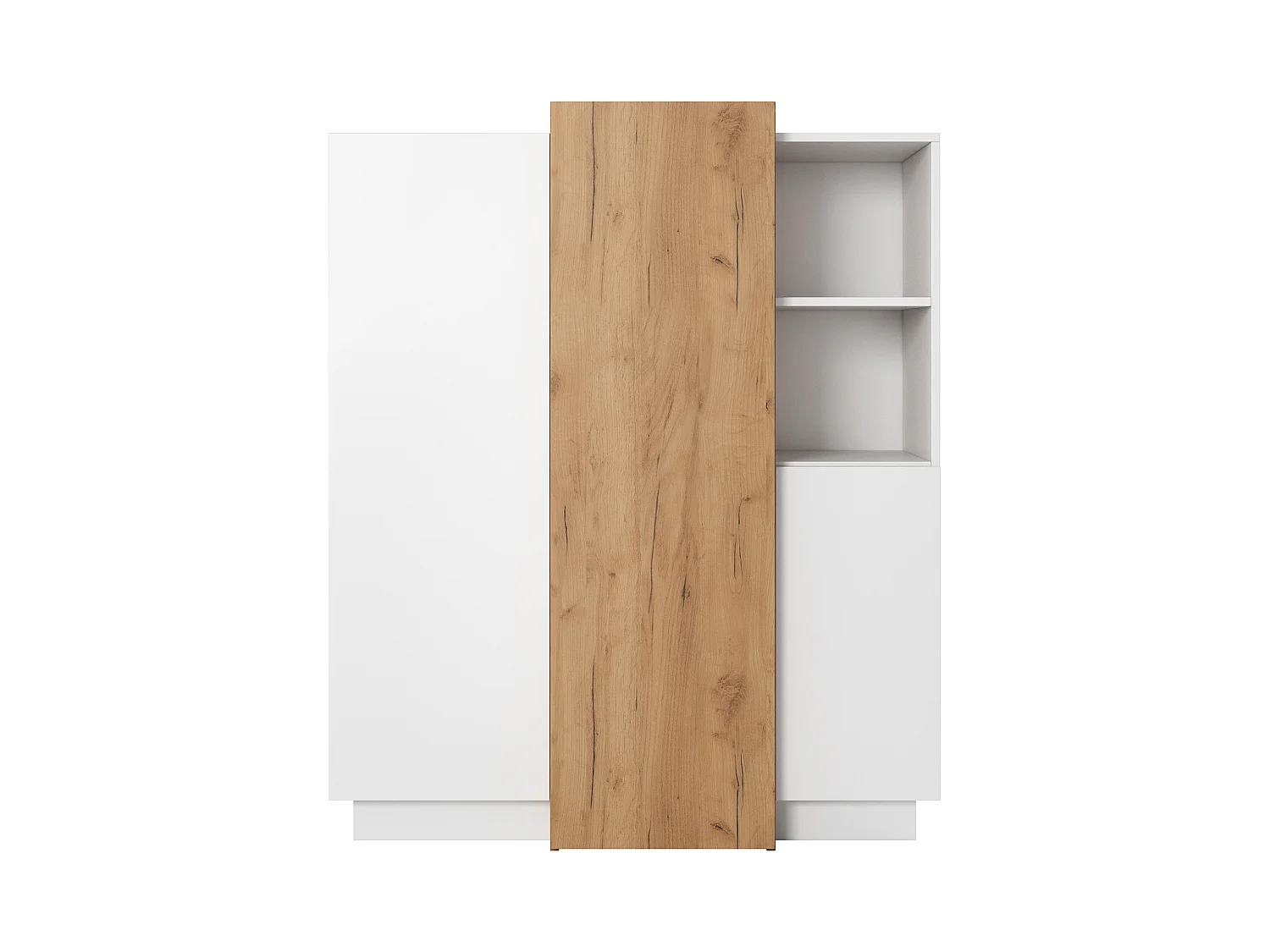 Dmora Gasima Anrichte, 8 Regale, 100x45x134h cm Weiß, Anrichte, Schwenktür, 3 Türen