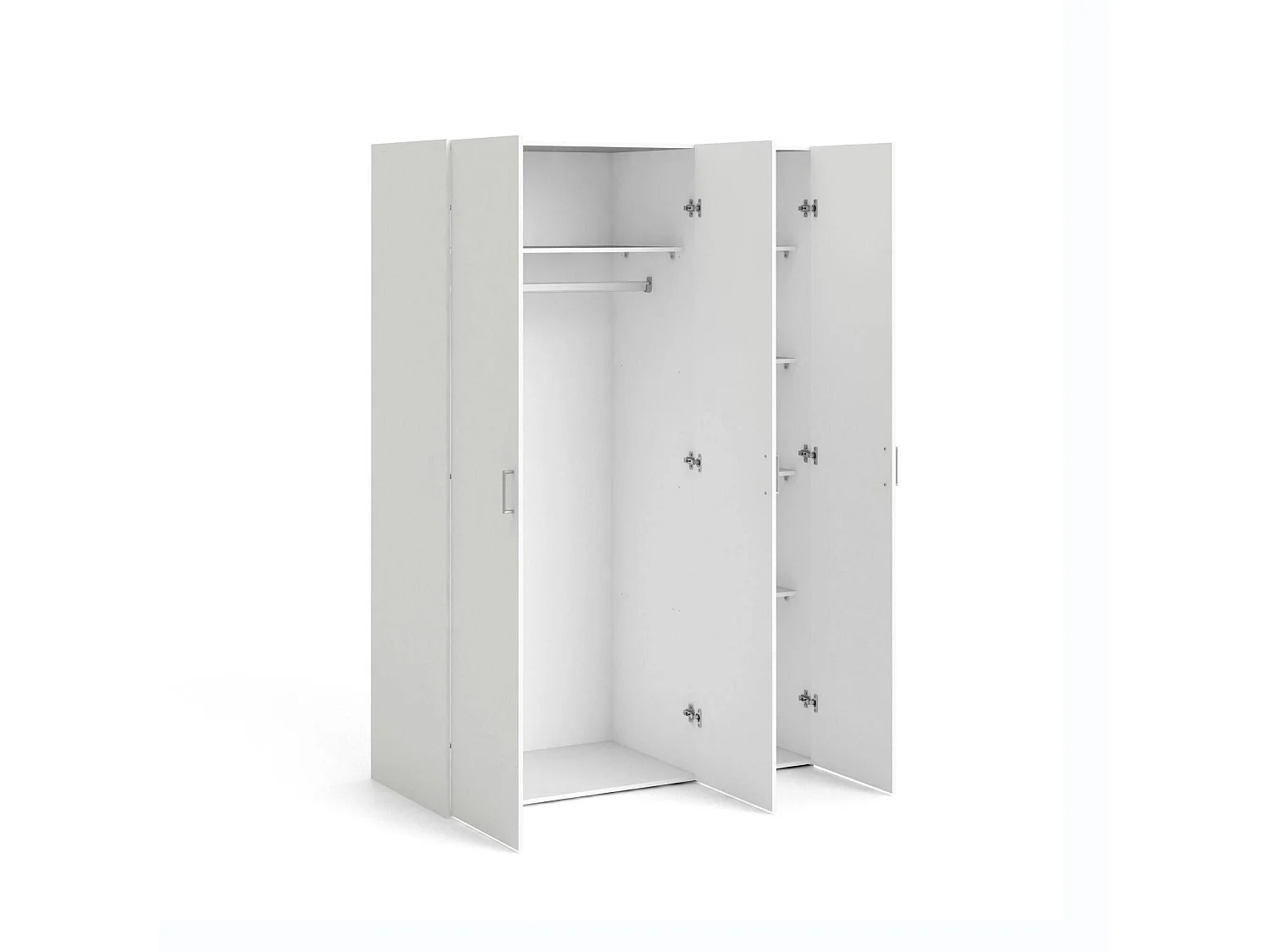 Armoire 3 Portes Dsegr, 5 Étagères, 49x115 cm Blanc, Garde-robe Chambre