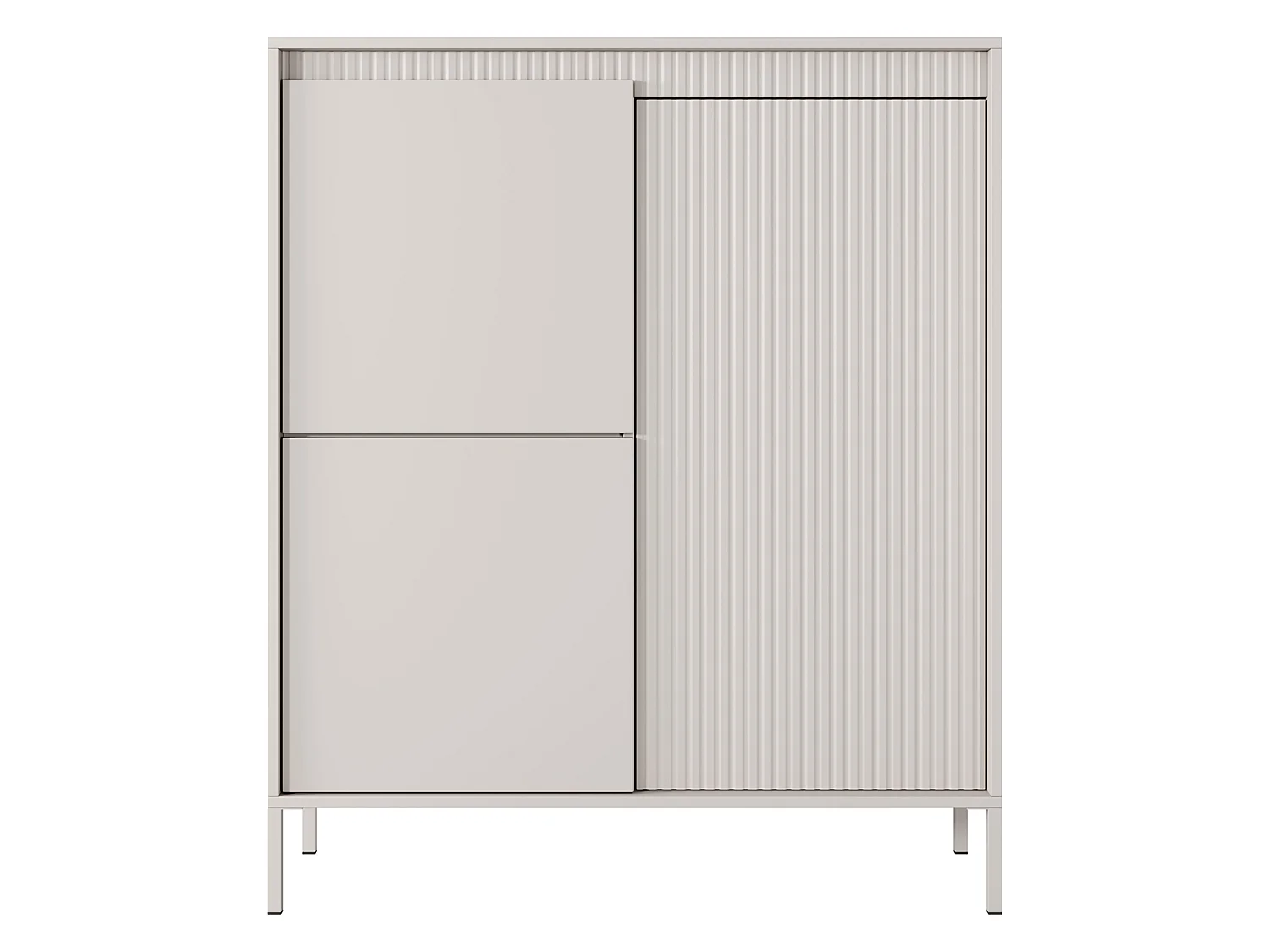 Kommode Hatolaro, 5 Böden, 104x40x123h cm Beige, Anrichte, Drehöffnung, 3 Türen