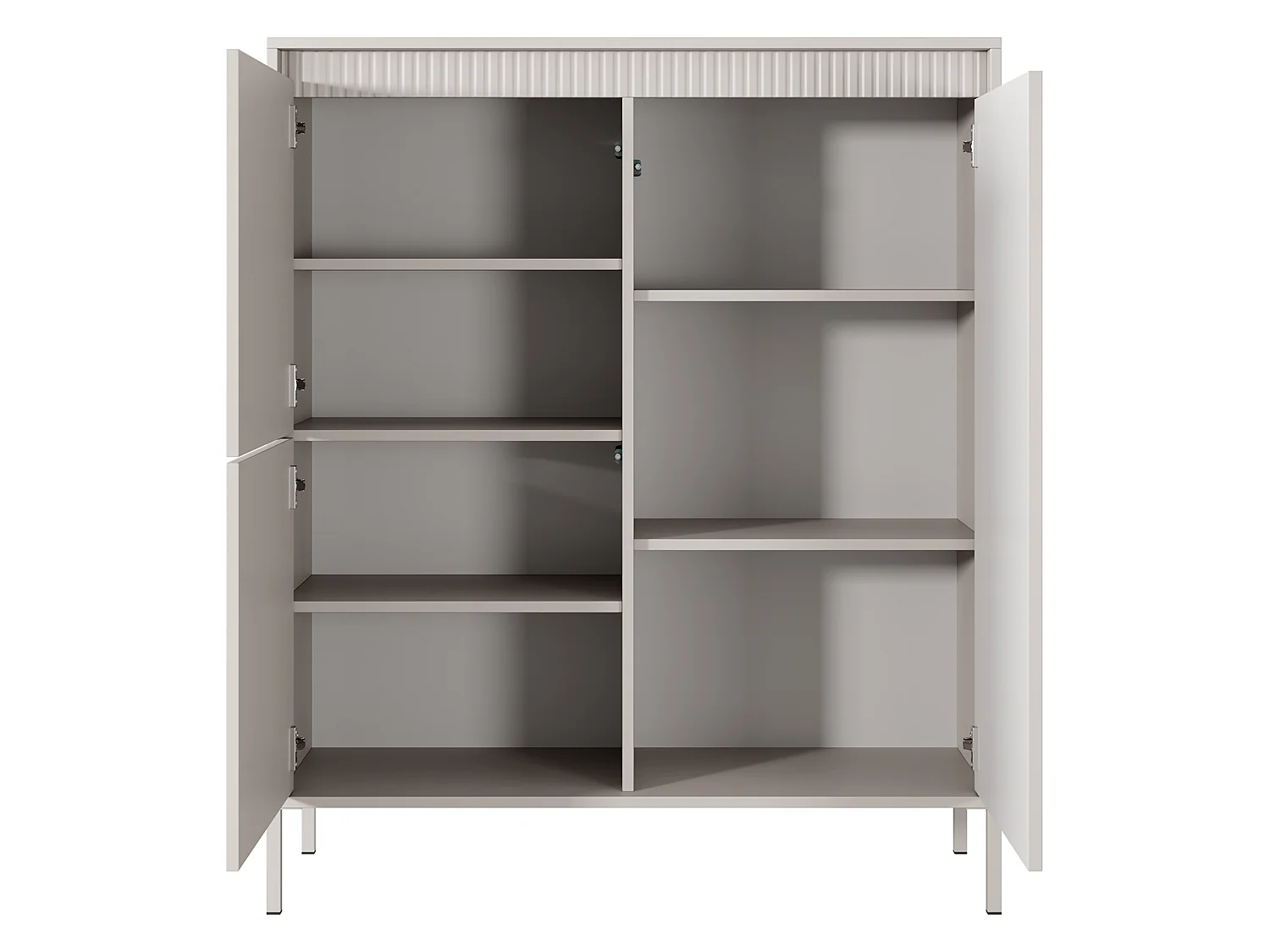 Kommode Hatolaro, 5 Böden, 104x40x123h cm Beige, Anrichte, Drehöffnung, 3 Türen