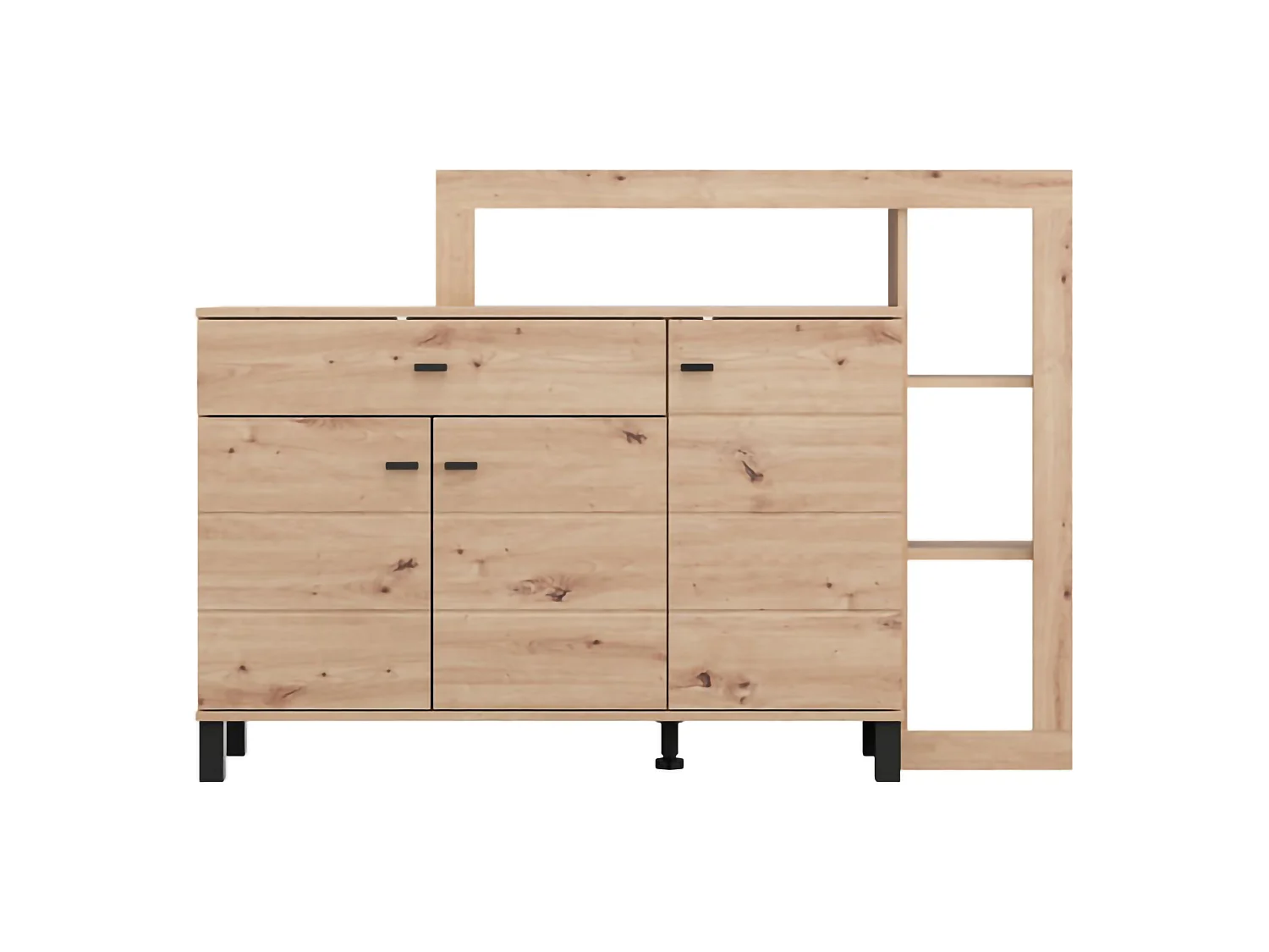 Credenza Piriap, un Cassetto, 145x35x101h cm Marrone Rovere Nodi, Madia, 5 Ripiani, Apertura Battente, Scorrevole