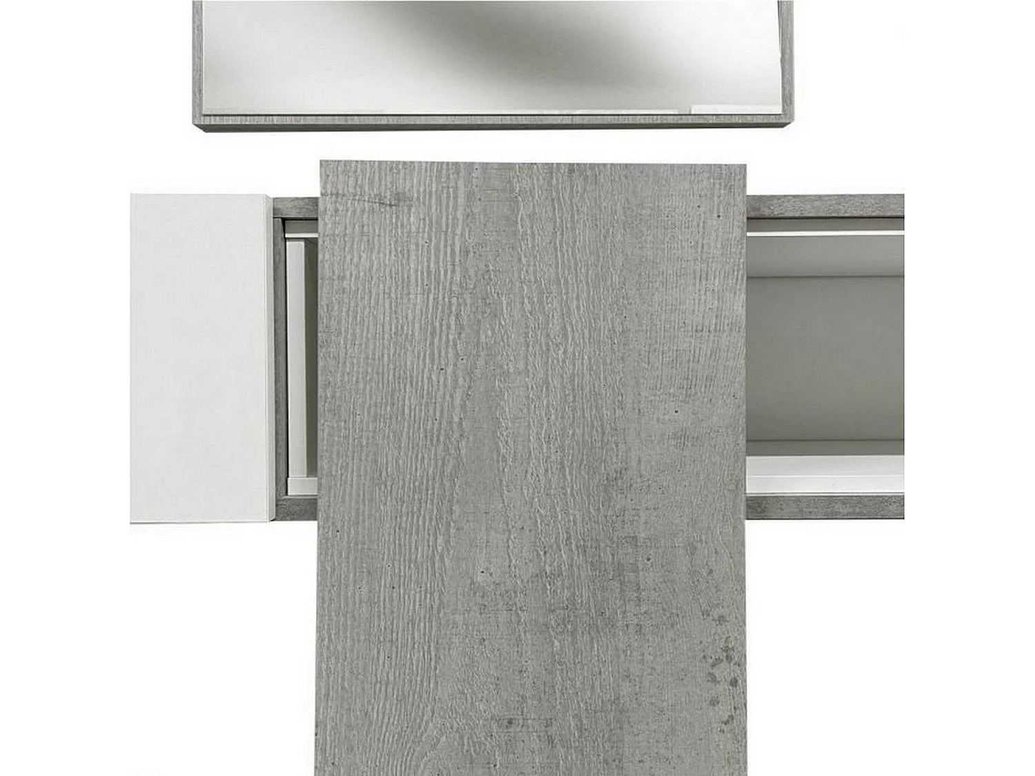 Mueble de entrada Limbadi, espejo incluido, 100x31x75h cm gris cemento, un estante, perchero