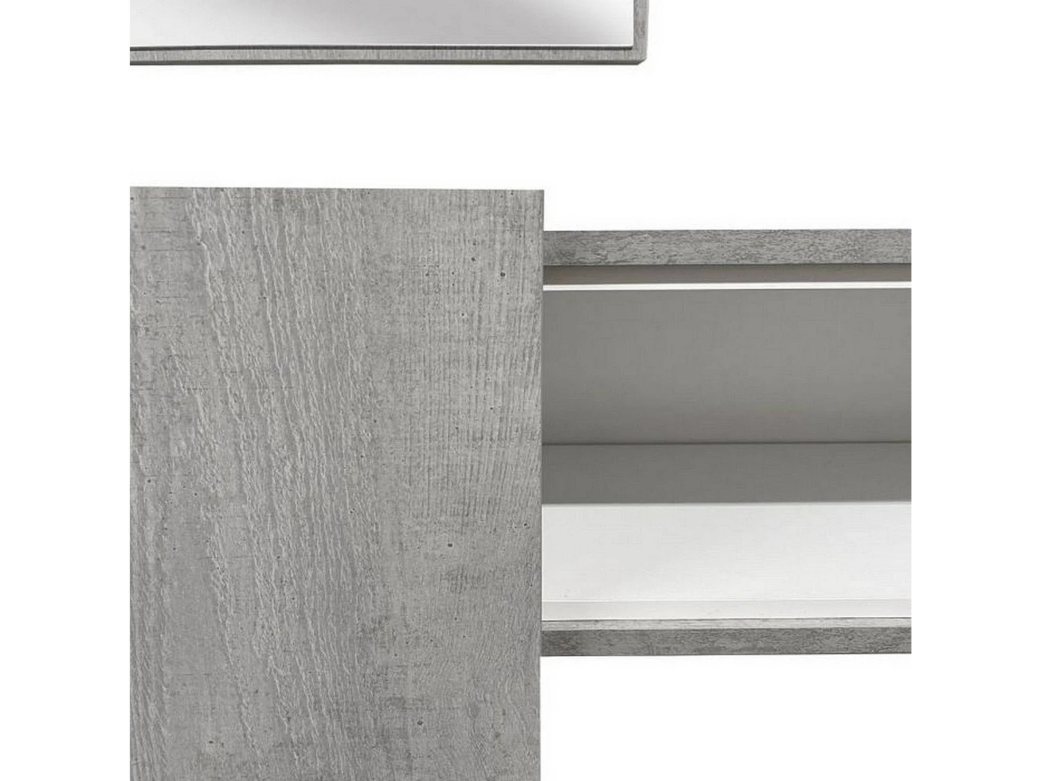 Mueble de entrada Limbadi, espejo incluido, 100x31x75h cm gris cemento, un estante, perchero