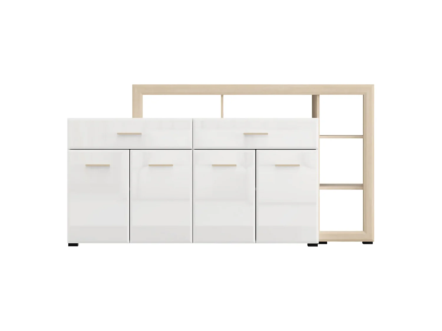 Credenza Dovad, 2 Cassetti, 189x42x100h cm Bianco, Madia, 5 Ripiani, Apertura Battente, Scorrevole