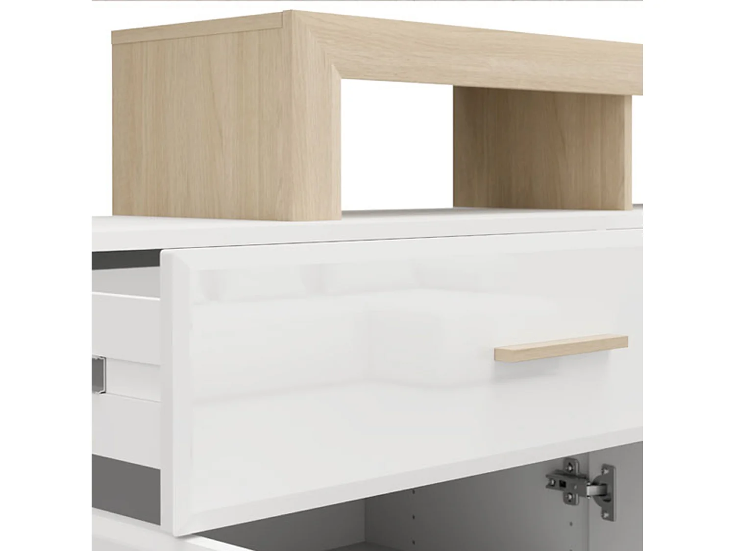 Credenza Dovad, 2 Cassetti, 189x42x100h cm Bianco, Madia, 5 Ripiani, Apertura Battente, Scorrevole