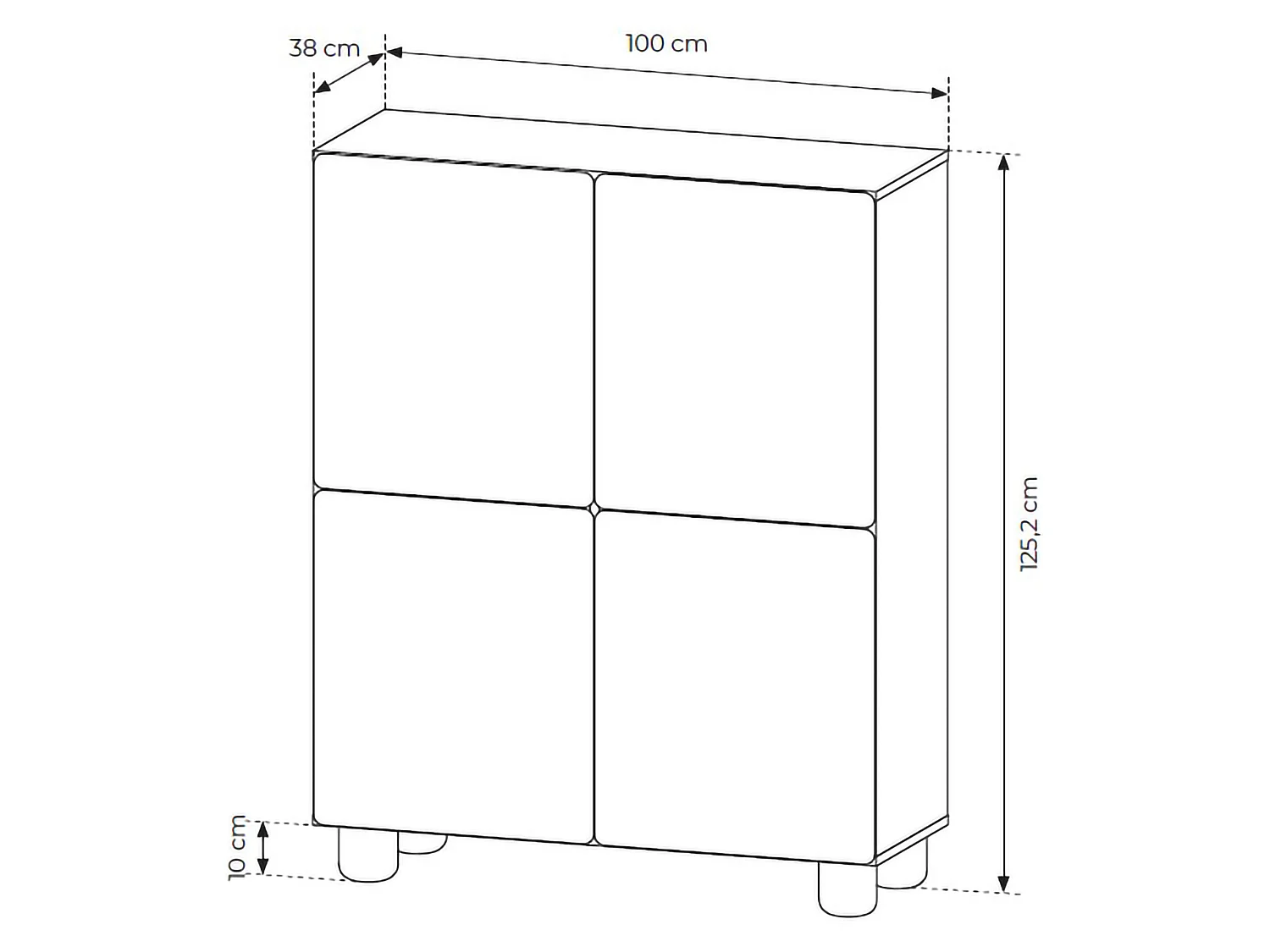 Anrichte Hamola, 6 Regale, 100x38x125h cm Eiche Braun, Sideboard, Schwenktüren, 4 Türen