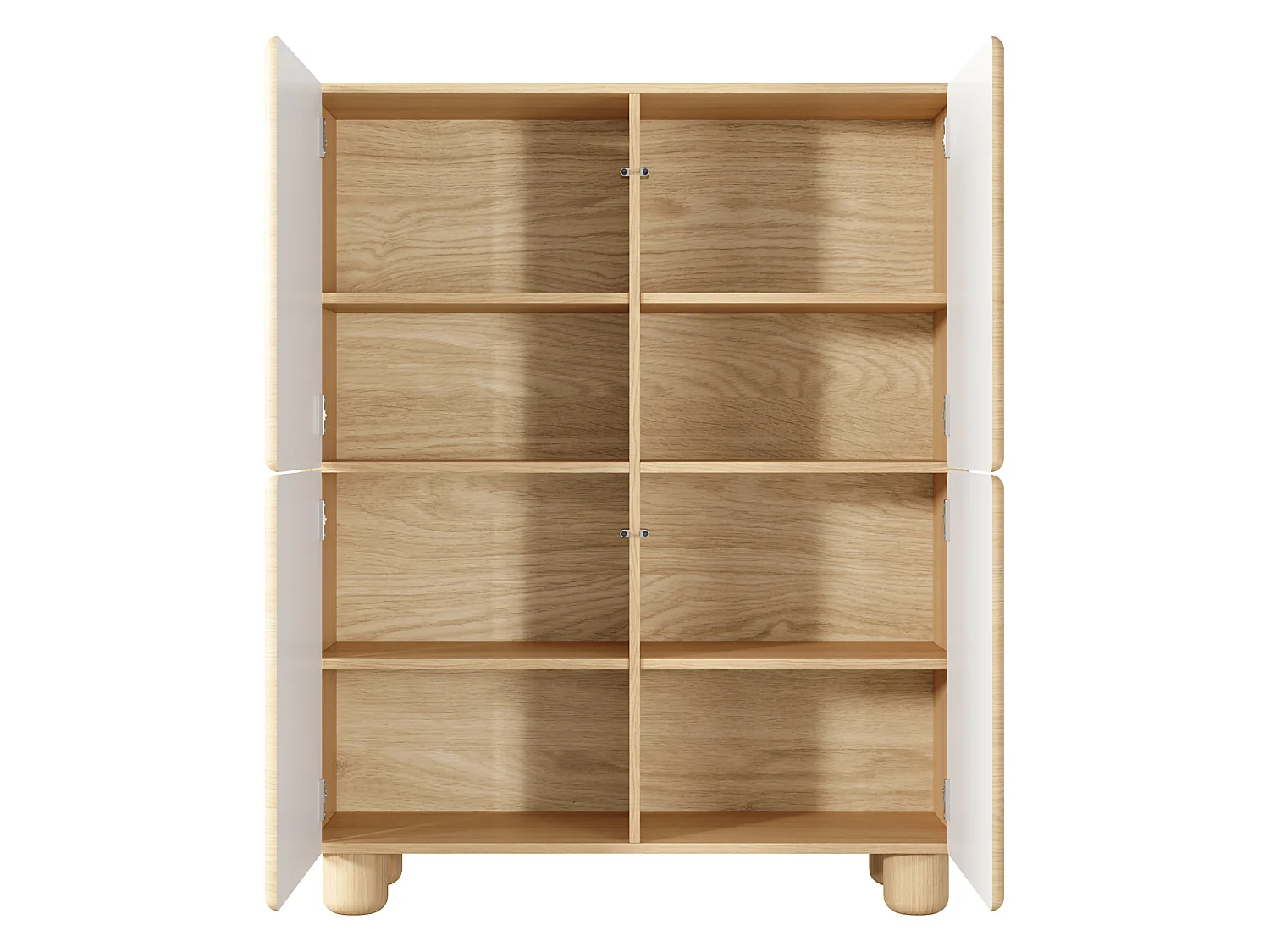 Anrichte Hamola, 6 Regale, 100x38x125h cm Eiche Braun, Sideboard, Schwenktüren, 4 Türen