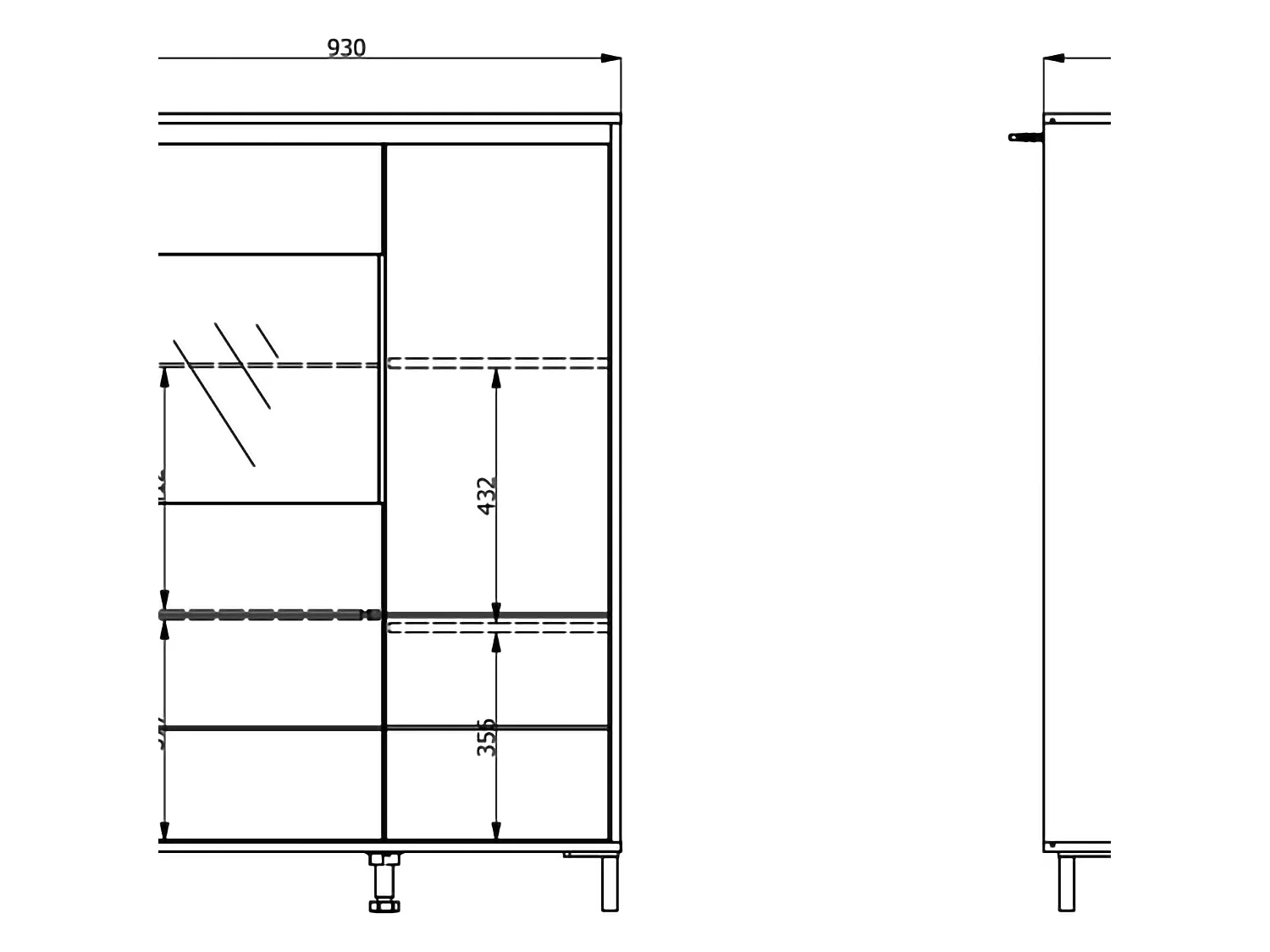 Crédence Vignate, 4 Étagères, 93x40x135h cm Blanc Crème, Buffet, 6 Compartiments, 2 Portes
