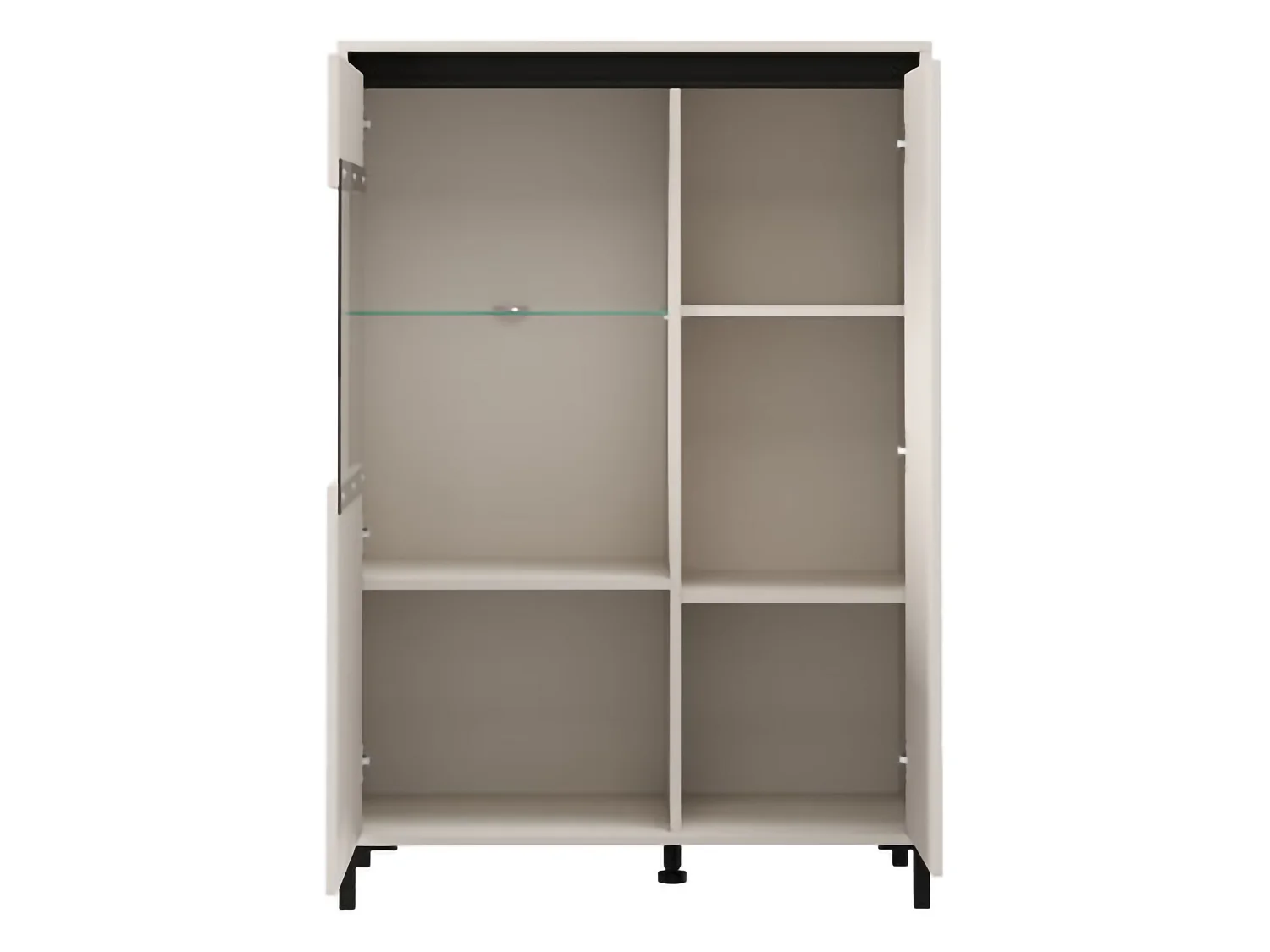 Crédence Vignate, 4 Étagères, 93x40x135h cm Blanc Crème, Buffet, 6 Compartiments, 2 Portes