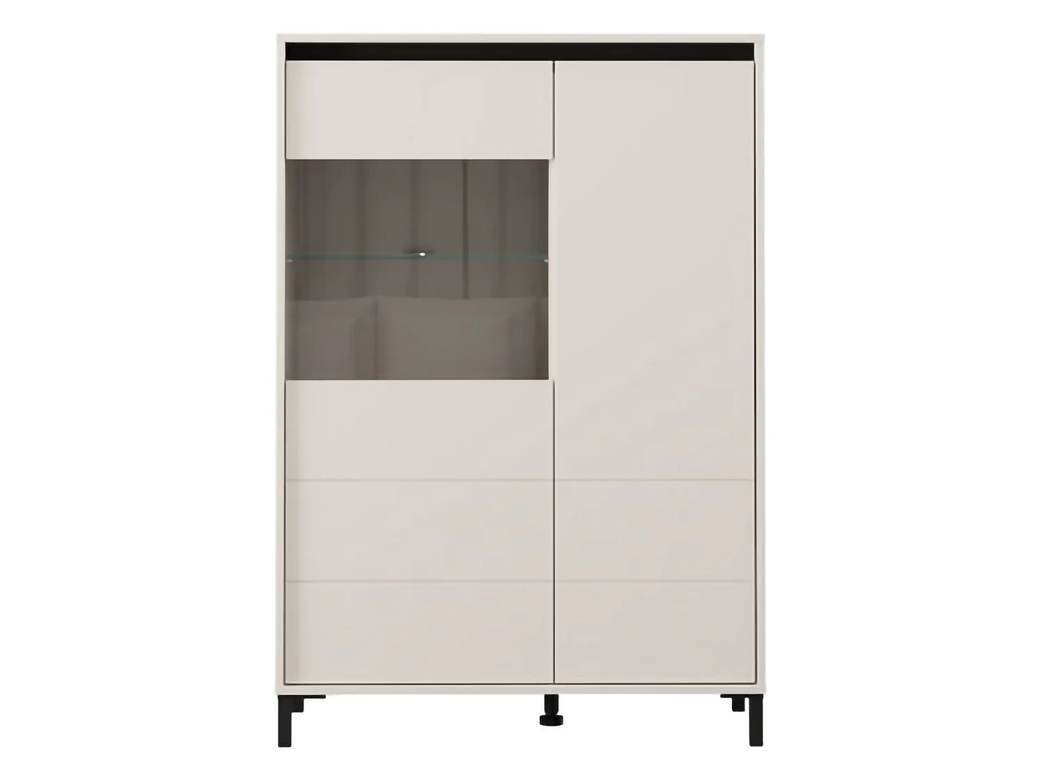 Crédence Vignate, 4 Étagères, 93x40x135h cm Blanc Crème, Buffet, 6 Compartiments, 2 Portes