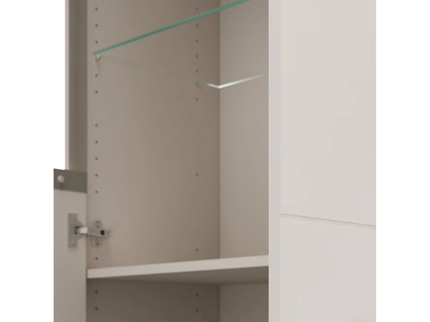Crédence Vignate, 4 Étagères, 93x40x135h cm Blanc Crème, Buffet, 6 Compartiments, 2 Portes
