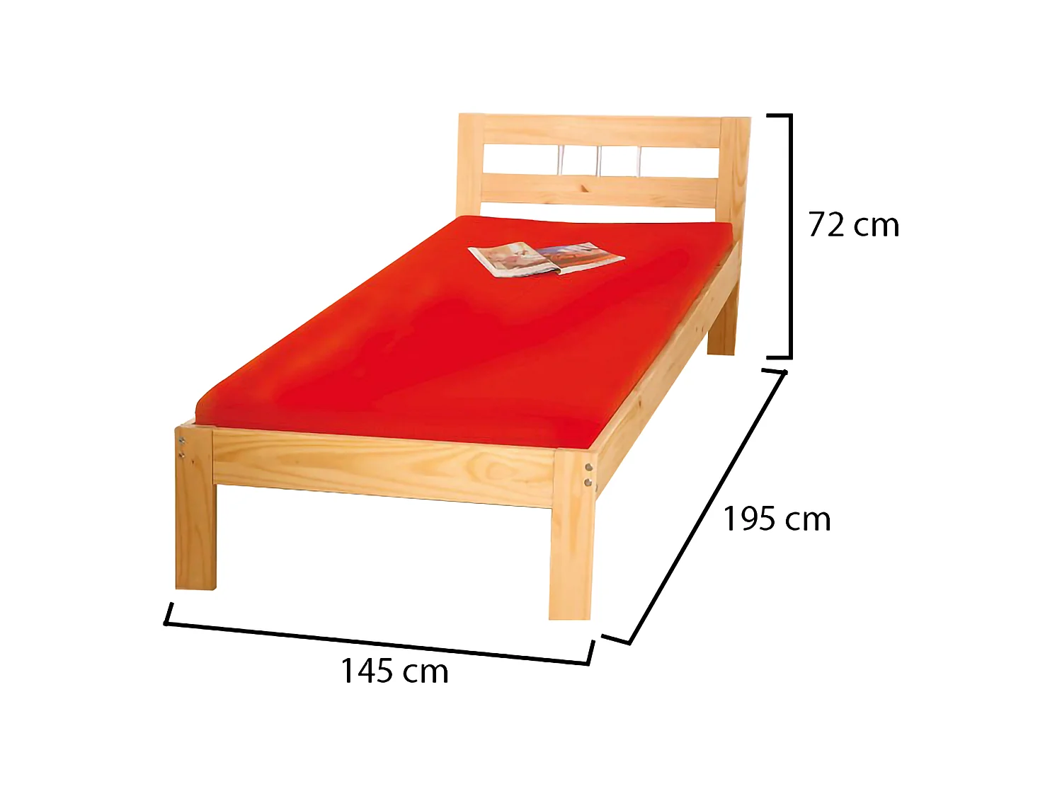 Einzelbett Lozzolo, 90x200 cm Matratze, Eichenbraun, Doppelbett, Fußfarbton Eiche