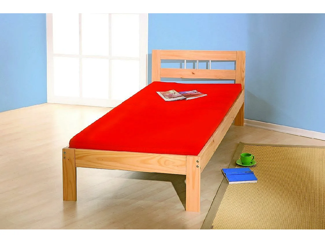 Einzelbett Lozzolo, 90x200 cm Matratze, Eichenbraun, Doppelbett, Fußfarbton Eiche
