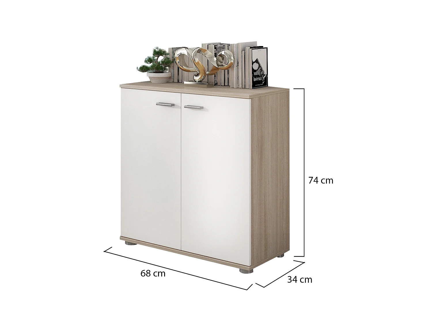 Sideboard Osteno, ein Regal, 68x34x74h cm Braun Ulme, Anrichte, Flügeltür, 2 Türen