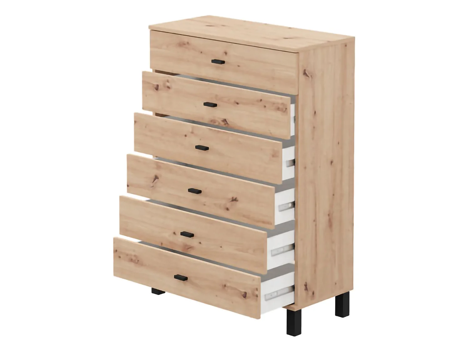Credenza Otaval, 6 Cassetti, 77x35x110h cm Marrone Rovere Nodi, Madia, un Ripiano, 6 Vani