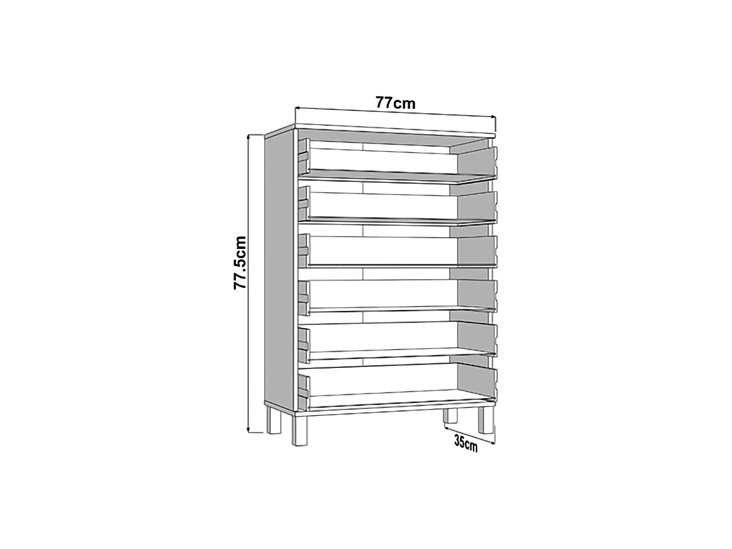 Credenza Otaval, 6 Cassetti, 77x35x110h cm Marrone Rovere Nodi, Madia, un Ripiano, 6 Vani