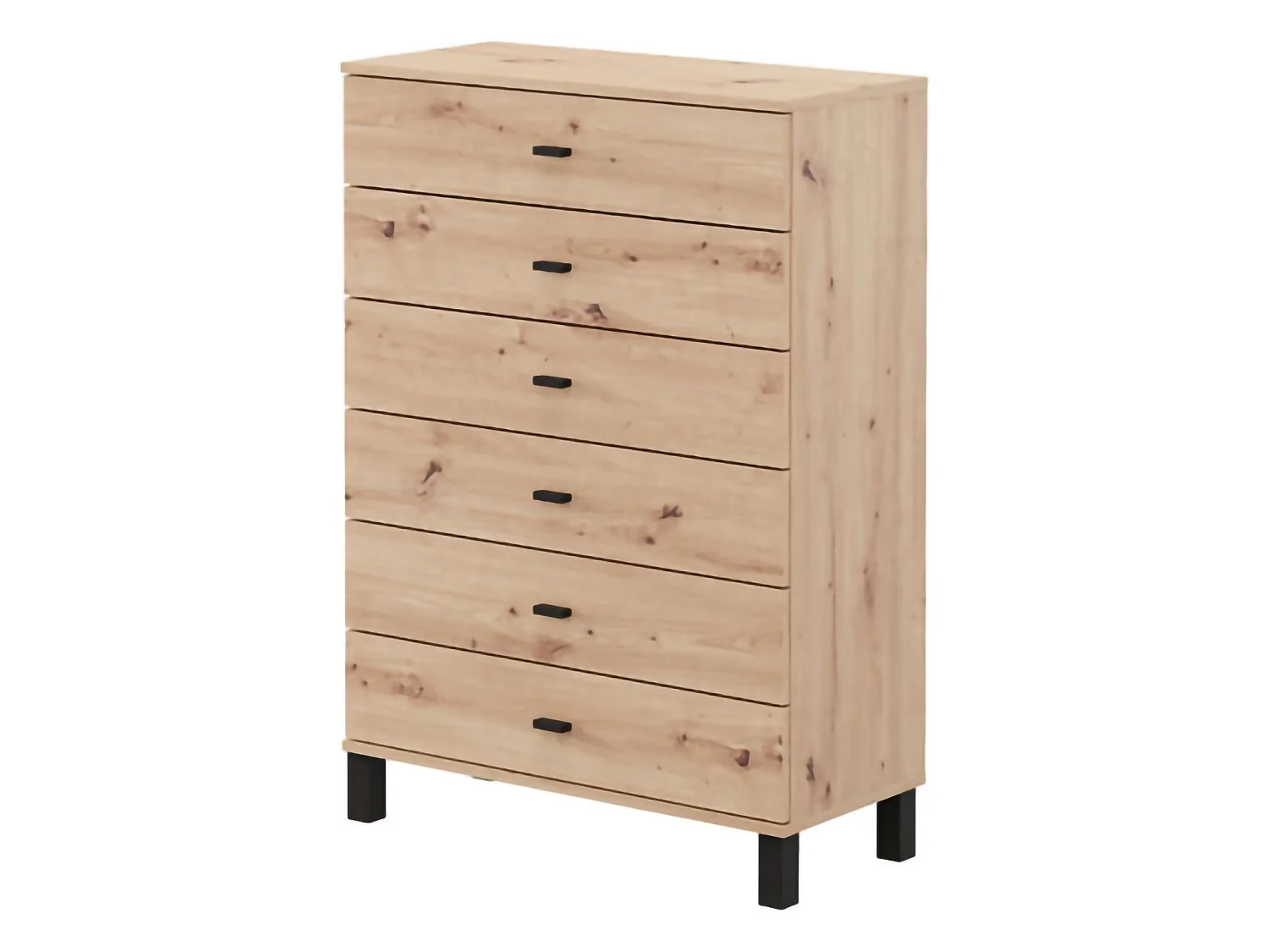 Credenza Otaval, 6 Cassetti, 77x35x110h cm Marrone Rovere Nodi, Madia, un Ripiano, 6 Vani