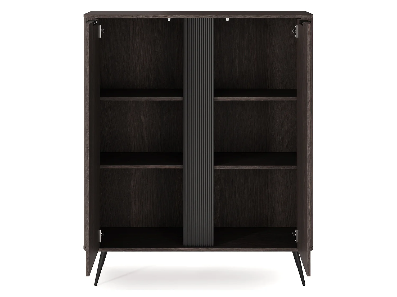 Sideboard Hazamale, 2 Regale, 113x38x134h cm Nussbraun, Anrichte, Klapptüren, 2 Türen