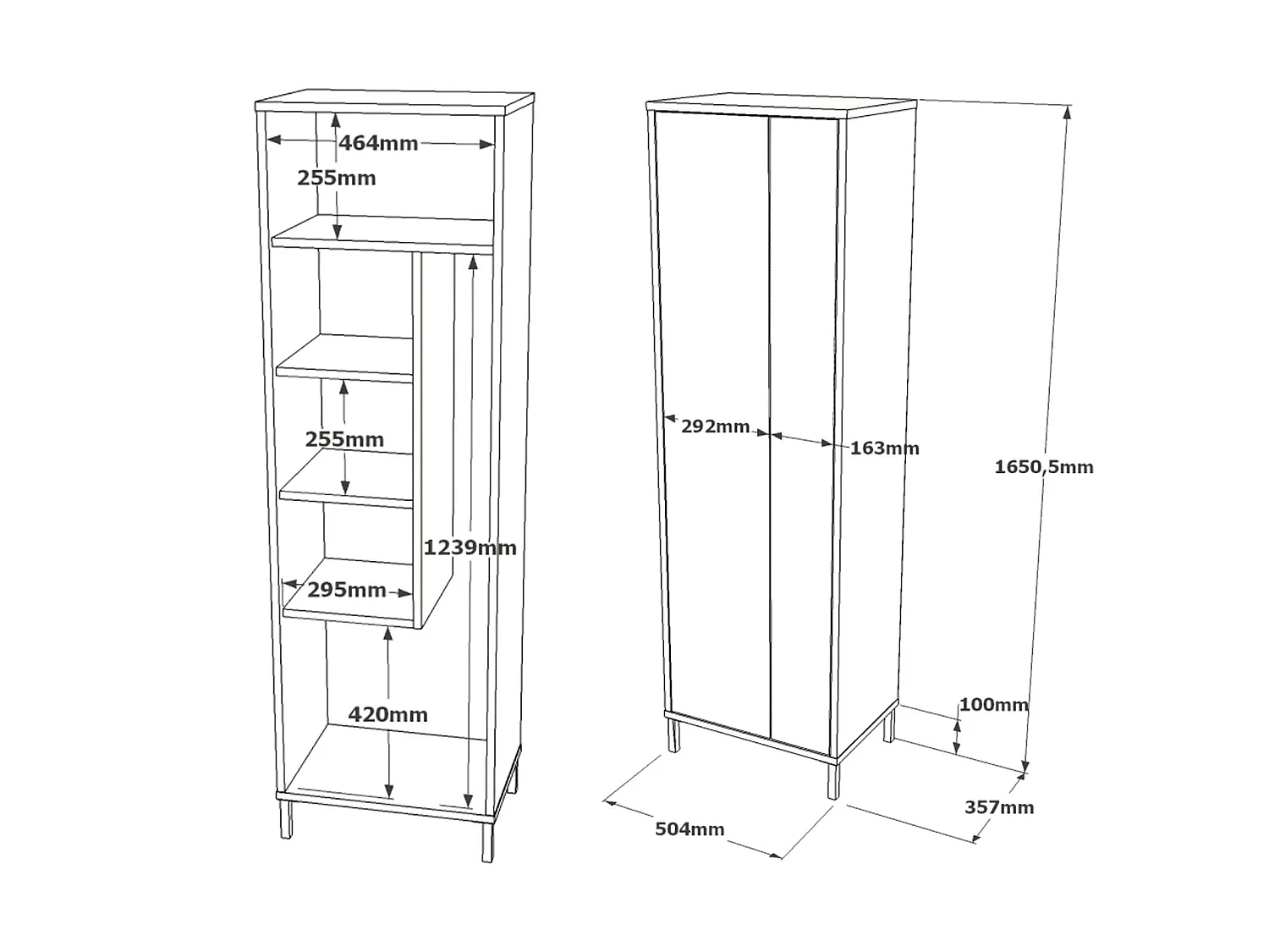 Armadio Multiuso 1 Anta Niala, 4 Ripiani, 50x165h cm Bianco, Appendiabiti, Un'anta