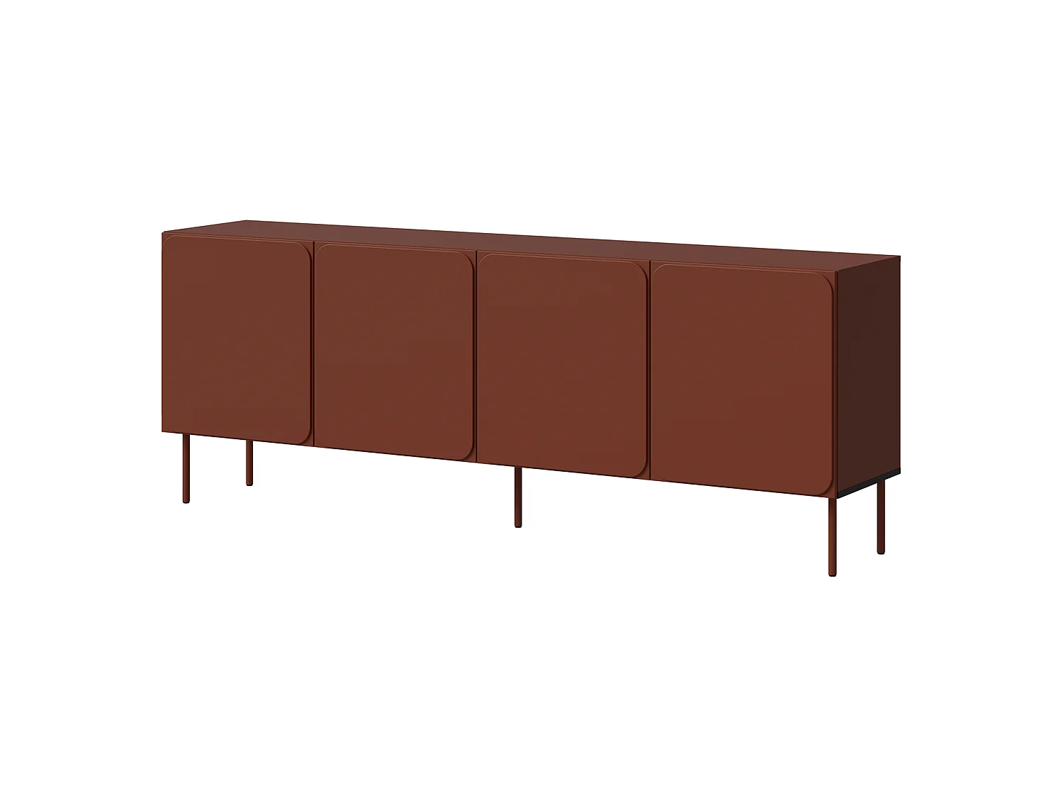 Crédence Canino, 2 étagères, 200x42x75h cm Marron Terracotta, Meuble, Portes battantes, 4 portes
