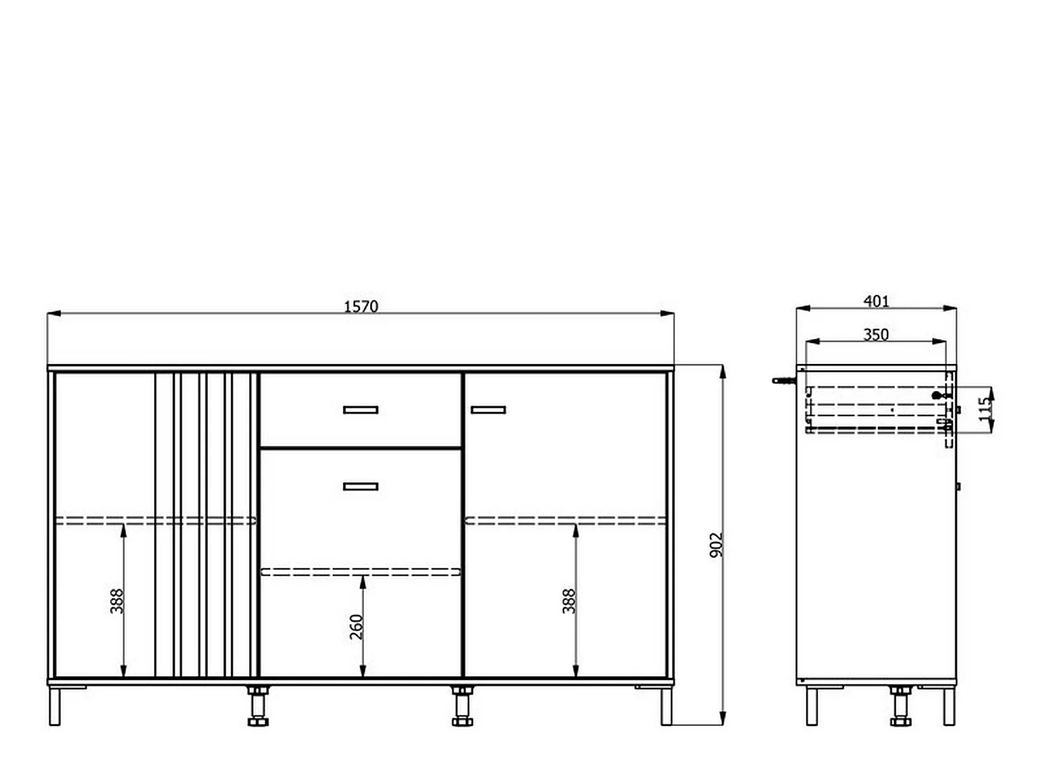 Glaubwürdigkeit Guanzate, ein Schublade, 157x40x90h cm Braun Eiche Knoten, Anrichte, 3 Regale, Flügeltür, Schiebetür
