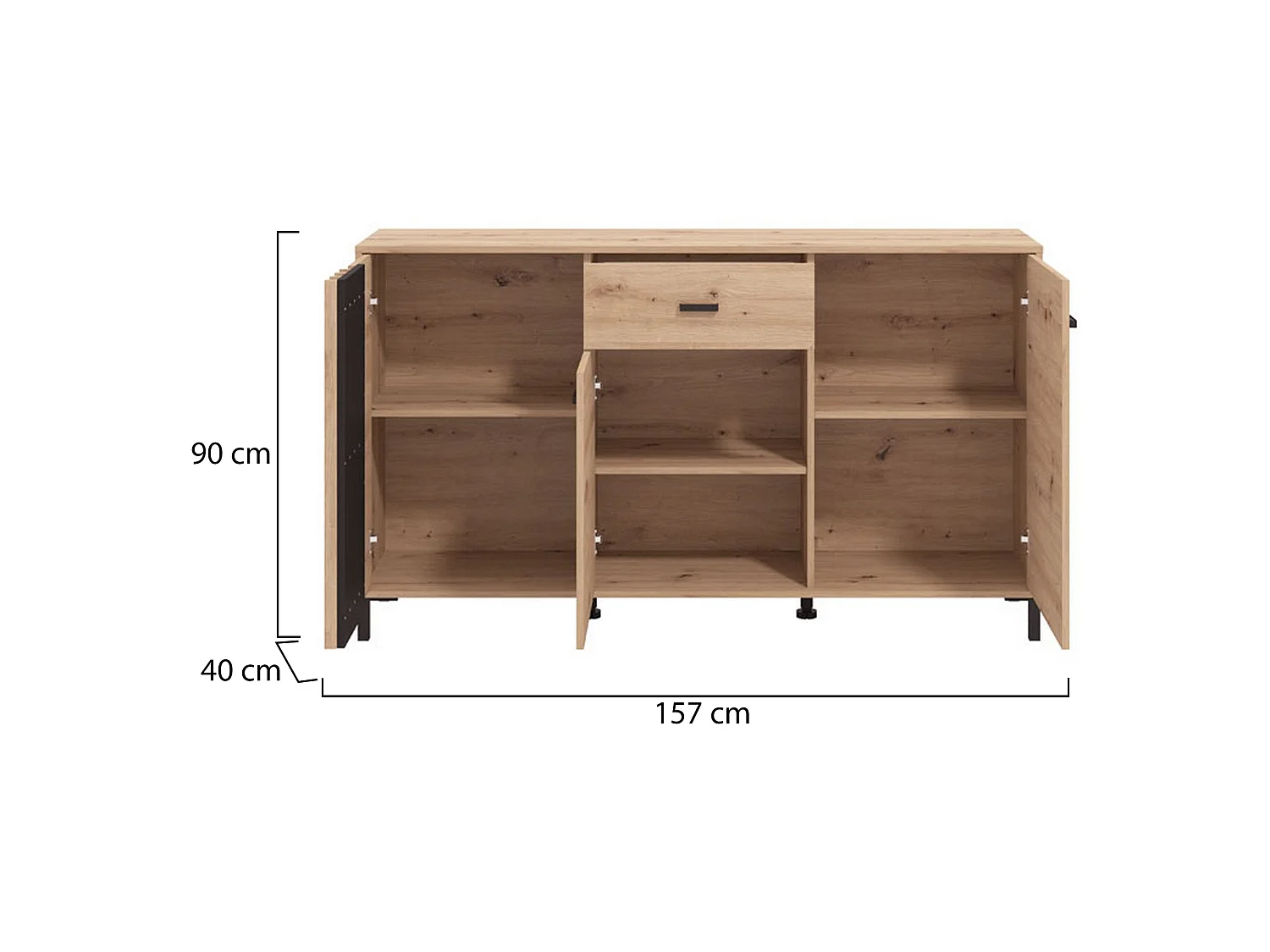 Glaubwürdigkeit Guanzate, ein Schublade, 157x40x90h cm Braun Eiche Knoten, Anrichte, 3 Regale, Flügeltür, Schiebetür