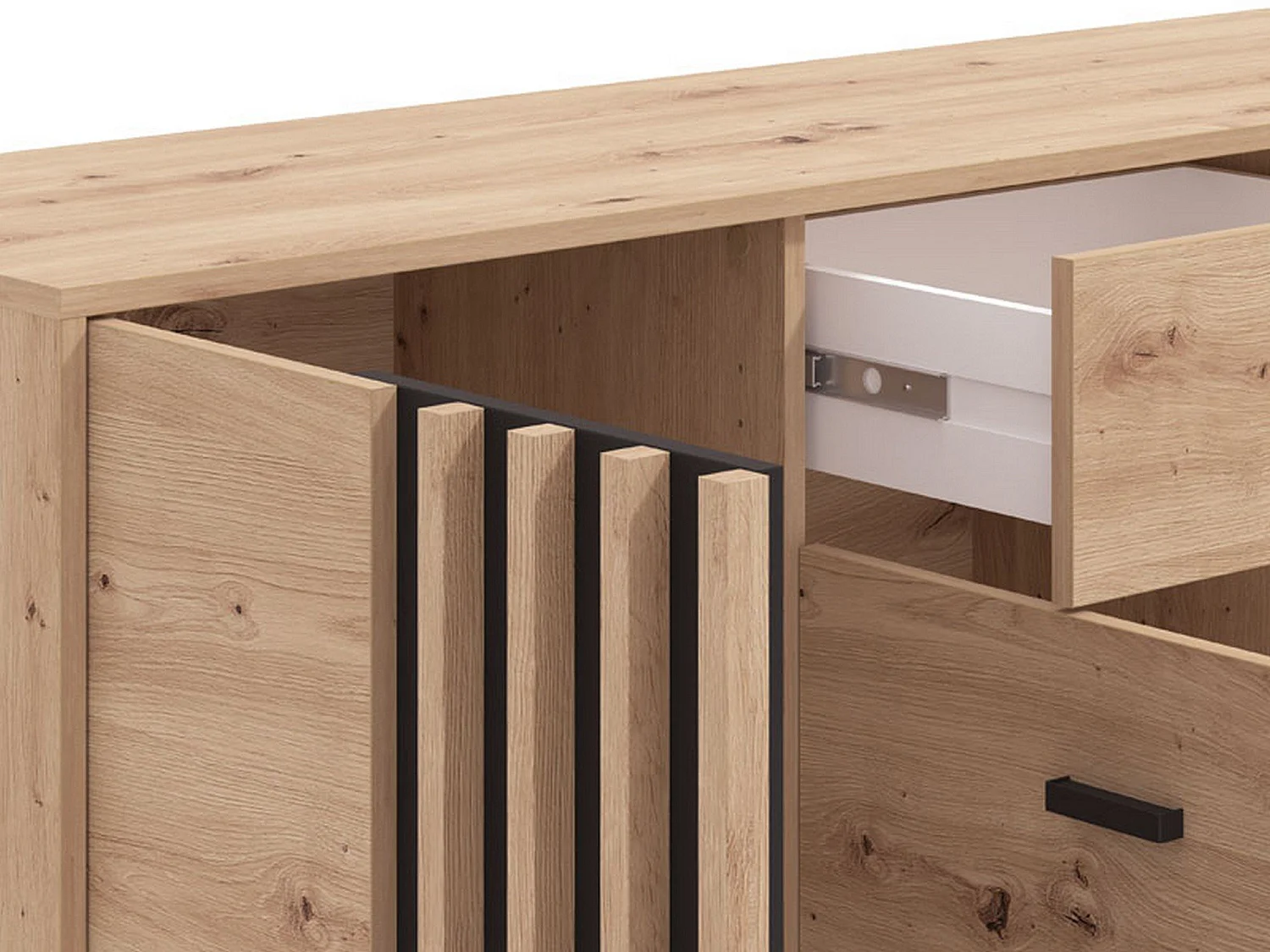 Glaubwürdigkeit Guanzate, ein Schublade, 157x40x90h cm Braun Eiche Knoten, Anrichte, 3 Regale, Flügeltür, Schiebetür