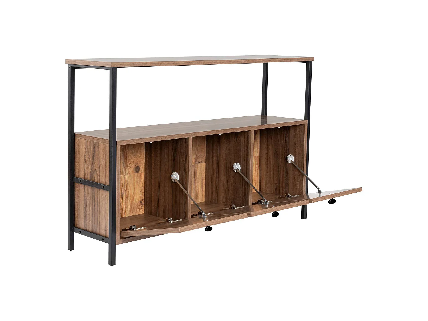 Credenza Noda, 2 Ripiani, 120x30x77h cm Marrone Noce, Madia, 3 Vani, 3 Ante