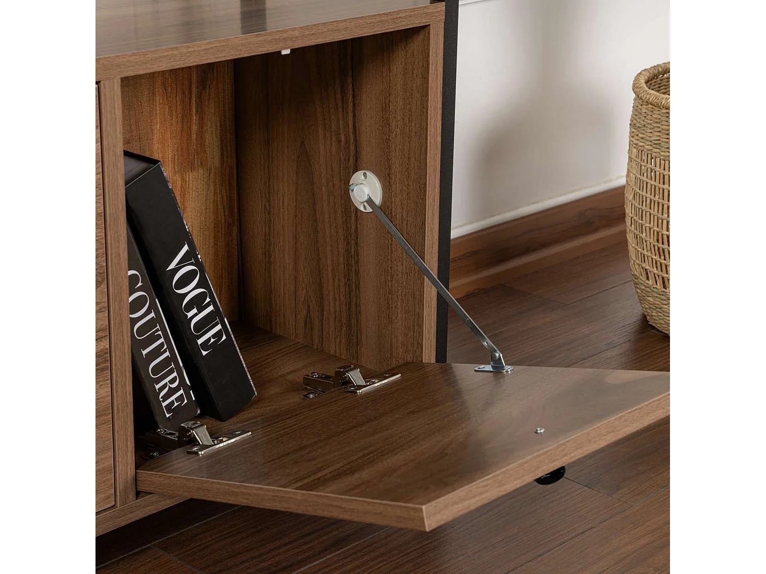 Credenza Noda, 2 Ripiani, 120x30x77h cm Marrone Noce, Madia, 3 Vani, 3 Ante