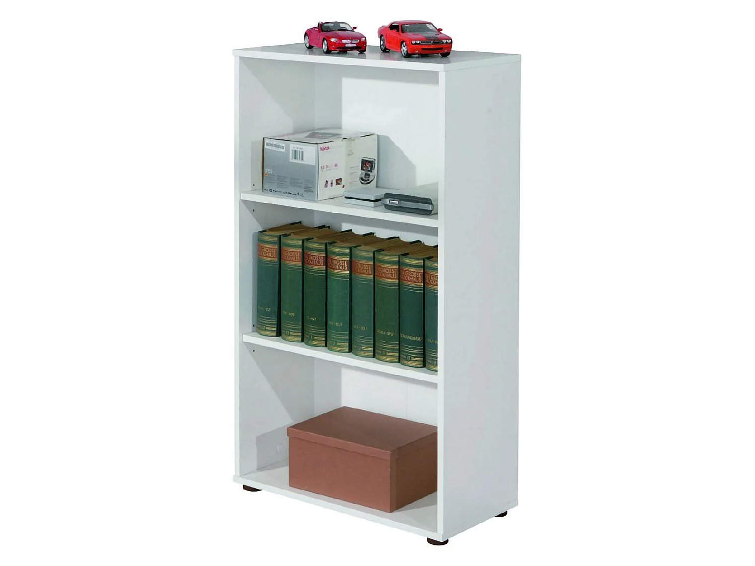 Bibliothèque Djorda, 2 étagères, 30x60x110h cm Blanc, Bibliothèque