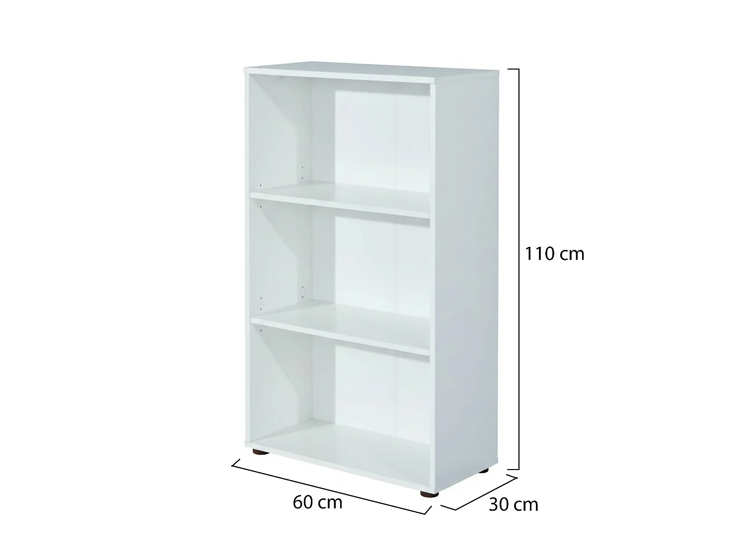 Bibliothèque Djorda, 2 étagères, 30x60x110h cm Blanc, Bibliothèque
