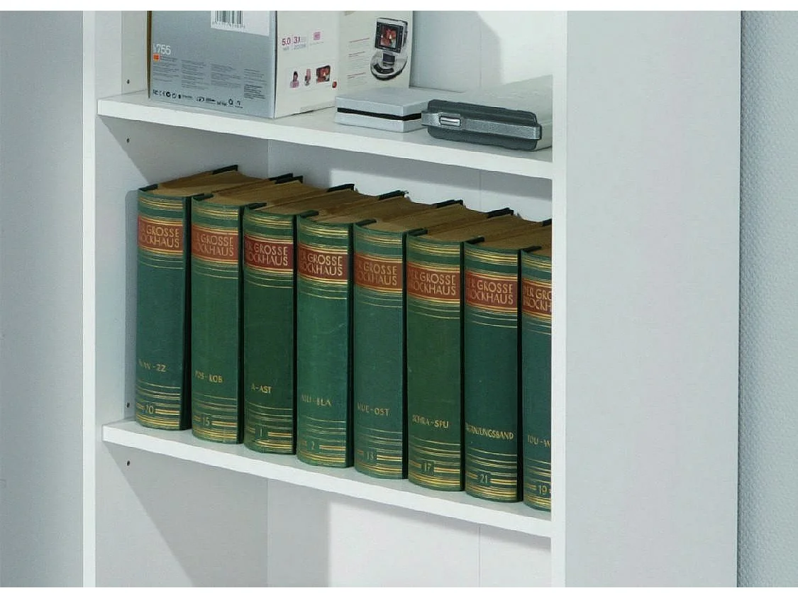 Bibliothèque Djorda, 2 étagères, 30x60x110h cm Blanc, Bibliothèque