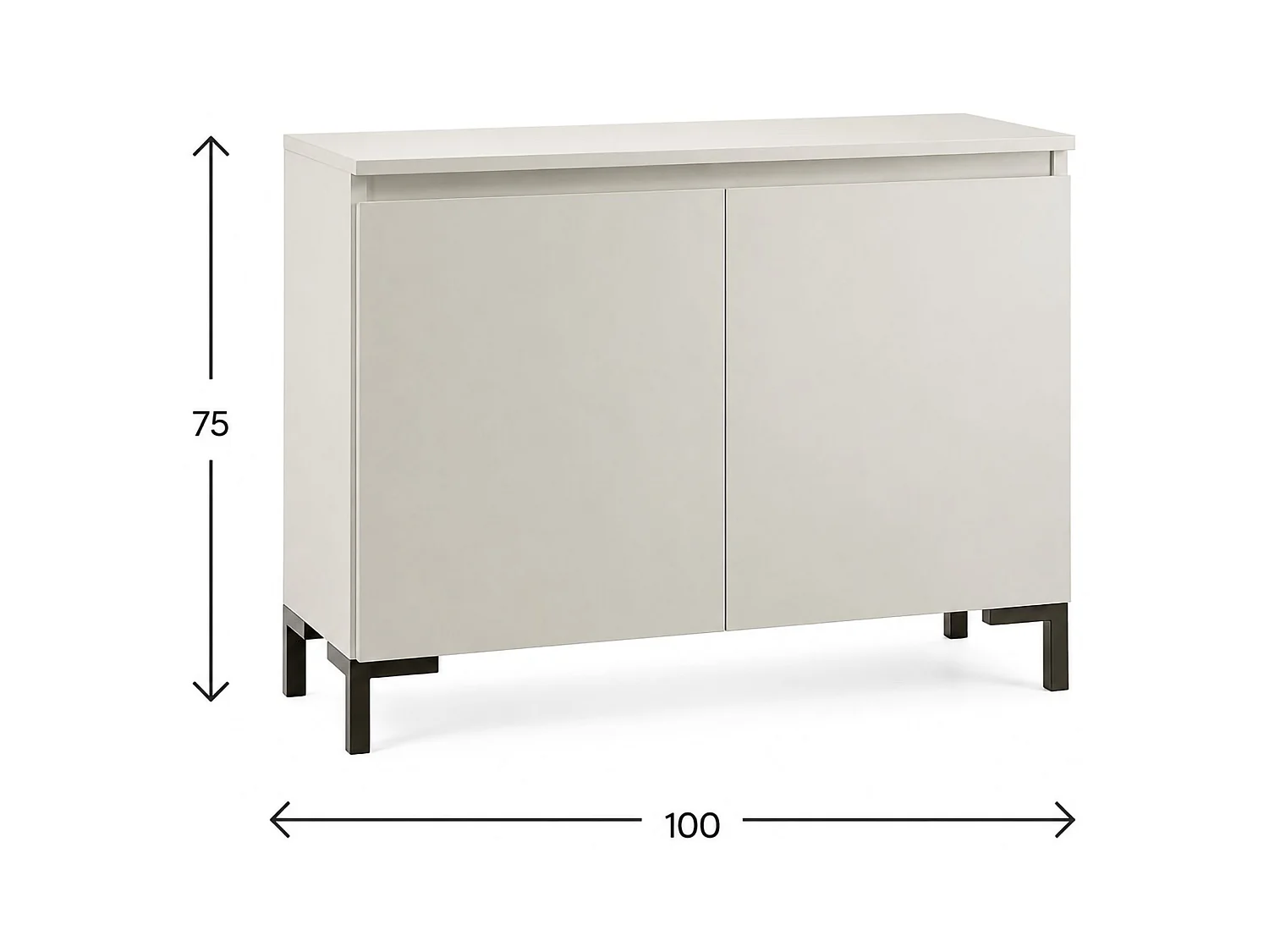 Credenza Mimakasa, 2 Ripiani Made in Italy, 100x37x75h cm Grigio Chiaro, Madia, Apertura Battente, 2 Ante