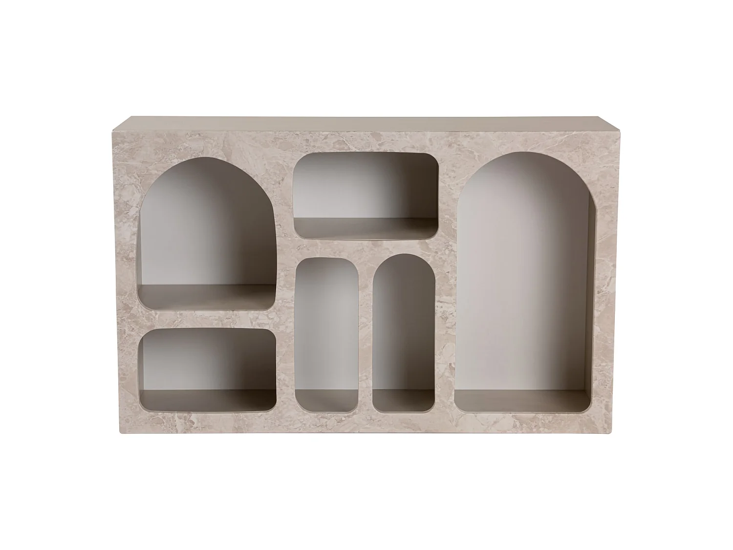 Buffet Arsenioiu, 6 Étagères, 120x37x74h cm Beige Marbre, Enfilade, 6 Compartiments, Poids Supporté 4 kg