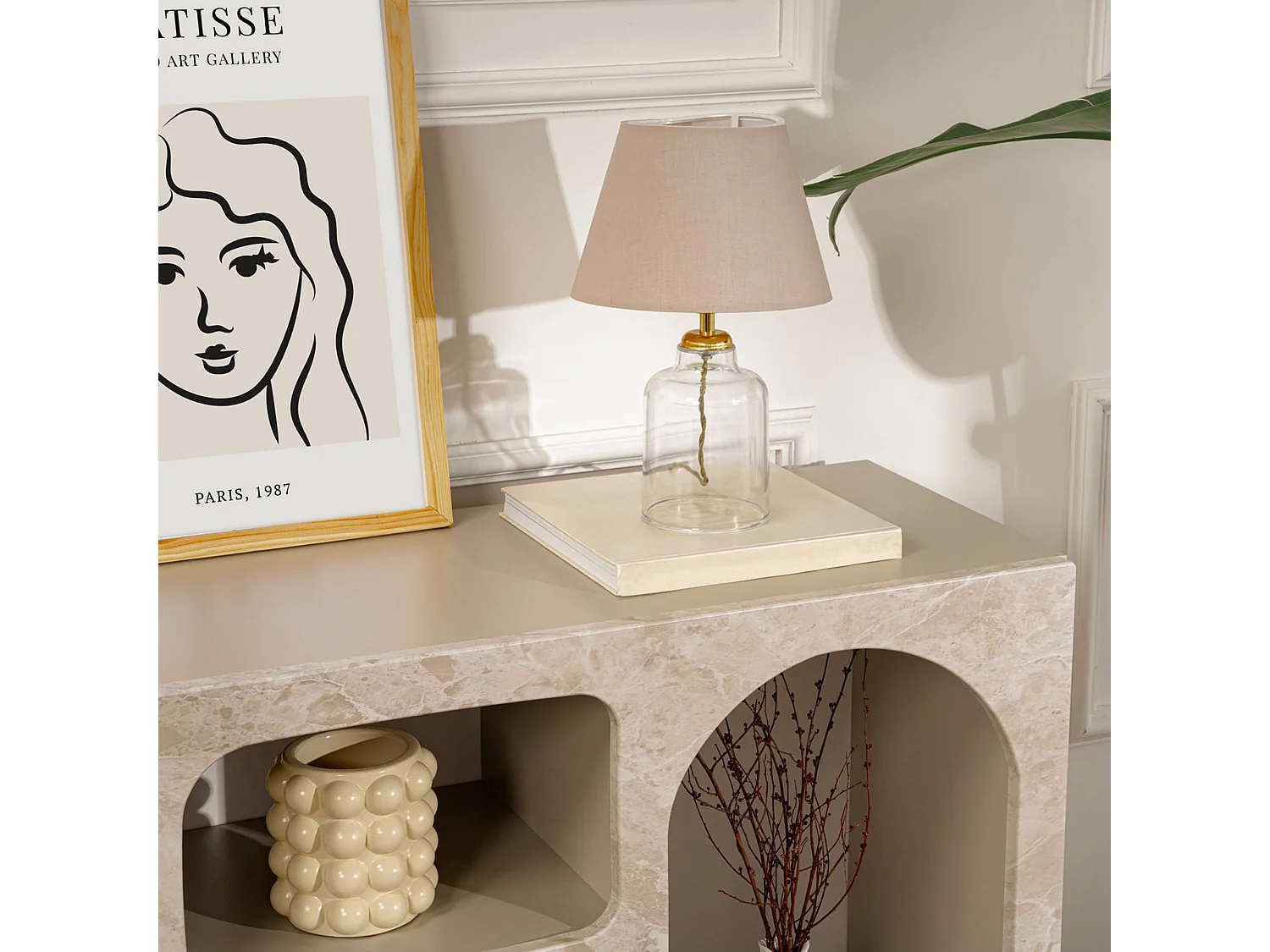 Buffet Arsenioiu, 6 Étagères, 120x37x74h cm Beige Marbre, Enfilade, 6 Compartiments, Poids Supporté 4 kg