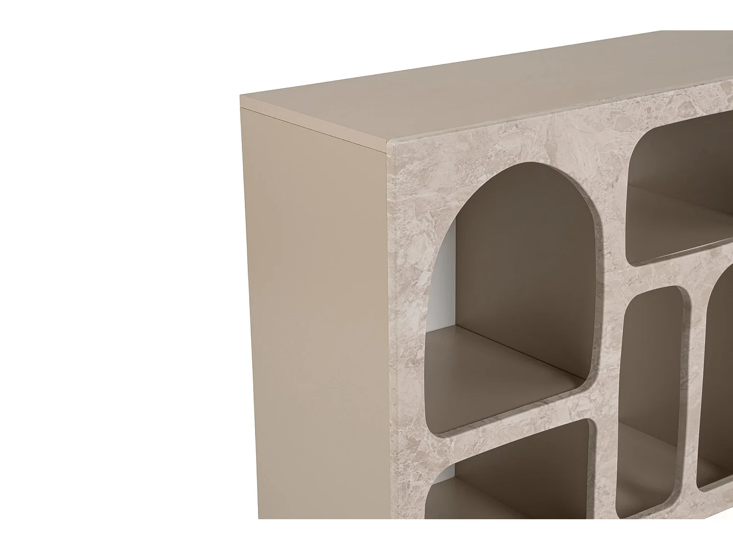 Buffet Arsenioiu, 6 Étagères, 120x37x74h cm Beige Marbre, Enfilade, 6 Compartiments, Poids Supporté 4 kg
