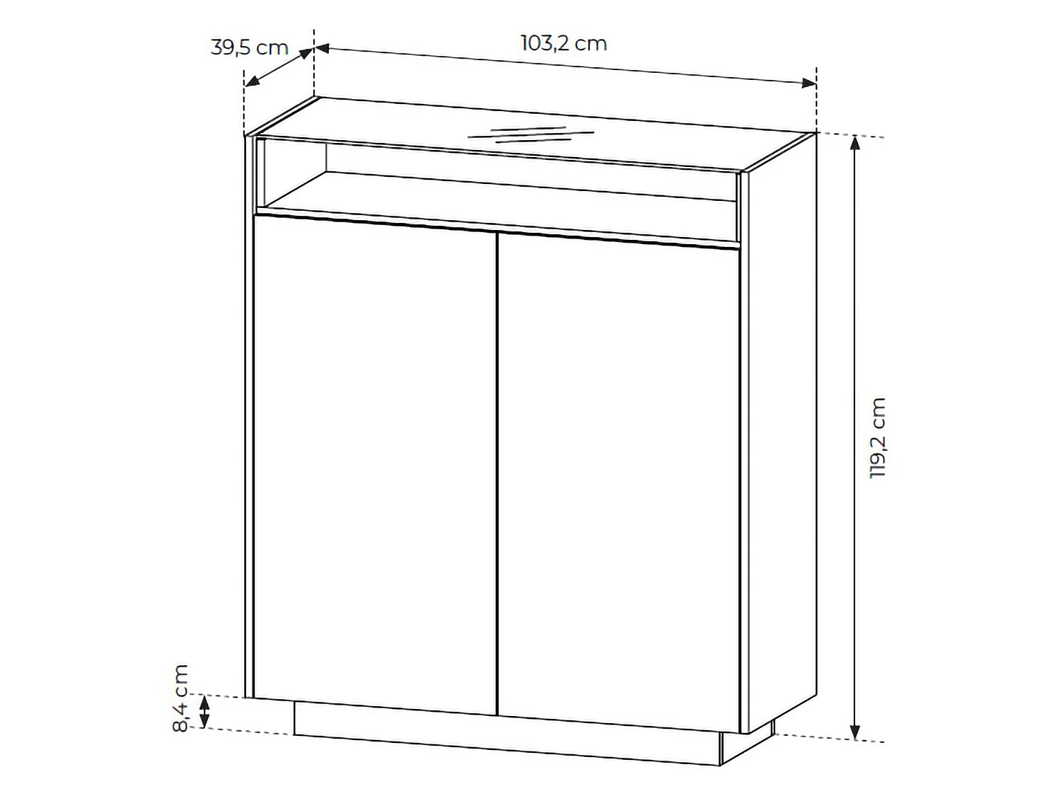 Anrichte Halane, 4 Regalböden, 103x40x119h cm Beige, Sideboard, Türöffnung, 2 Türen