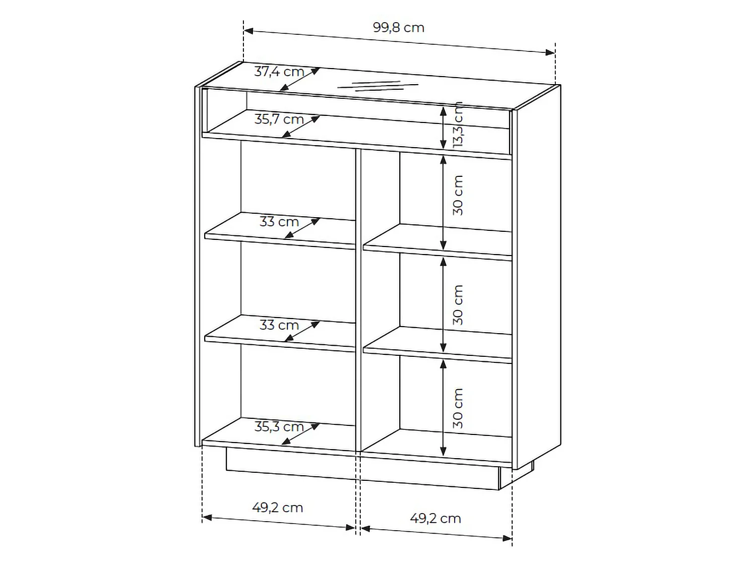Anrichte Halane, 4 Regalböden, 103x40x119h cm Beige, Sideboard, Türöffnung, 2 Türen